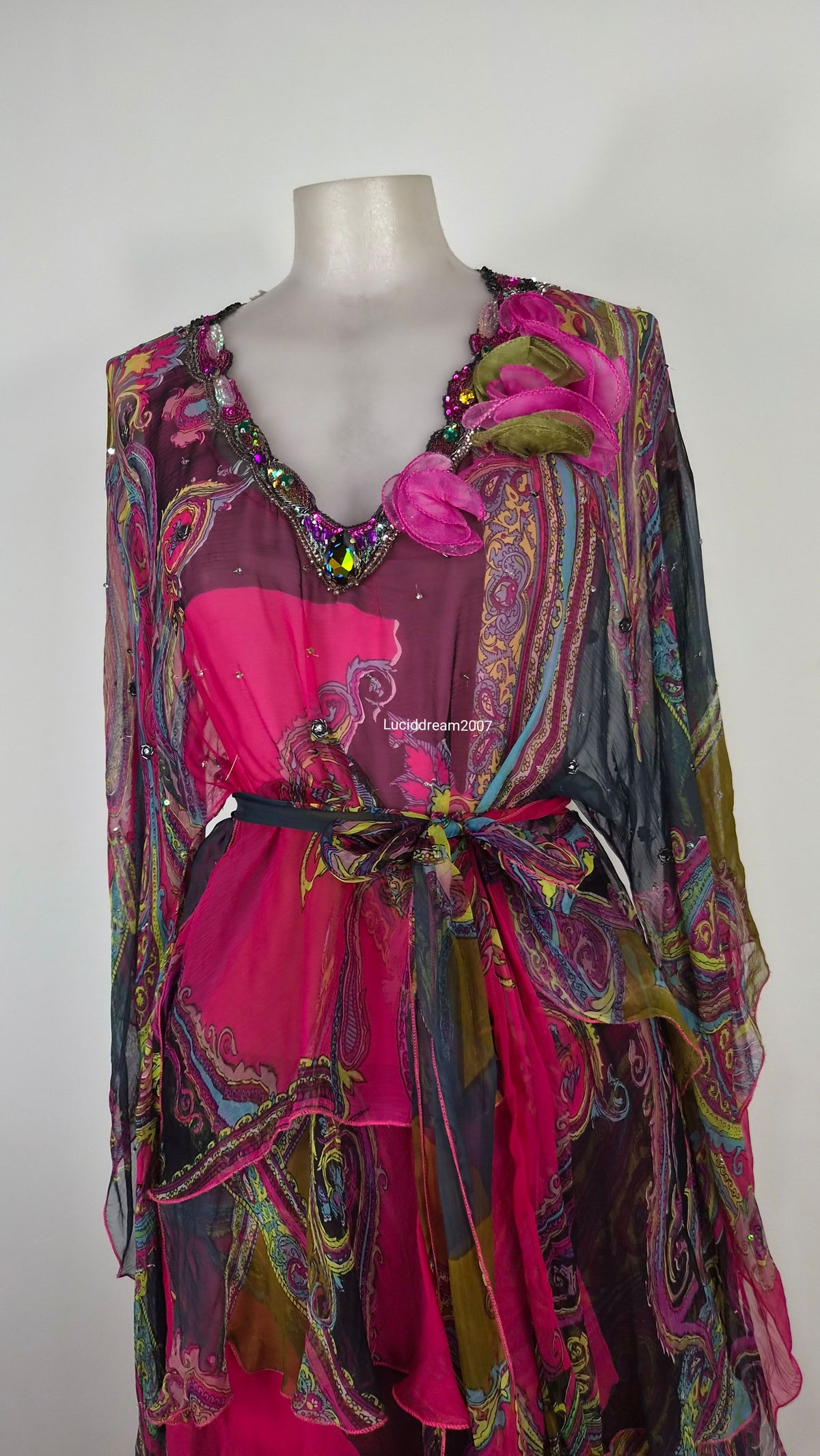 Ensemble blouse et robe tons roses