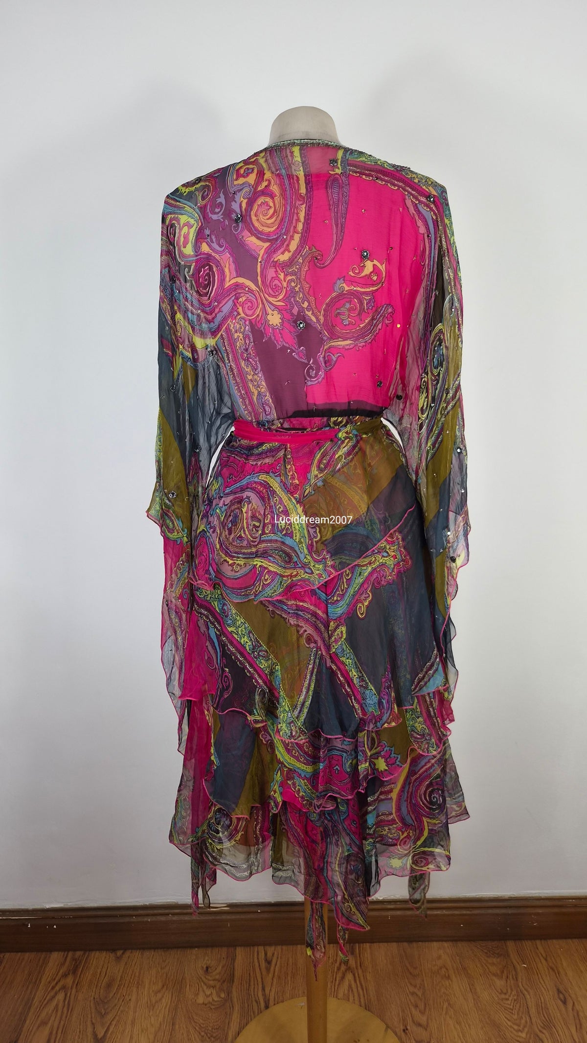 Ensemble blouse et robe tons roses