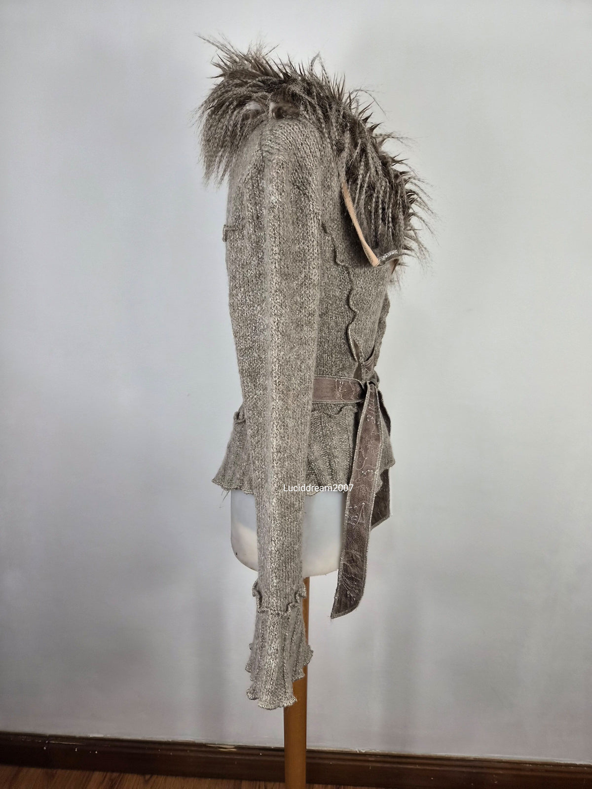Veste effet patchwork col fausse fourrure