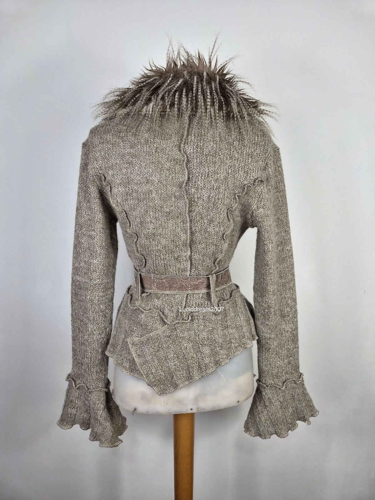 Veste effet patchwork col fausse fourrure