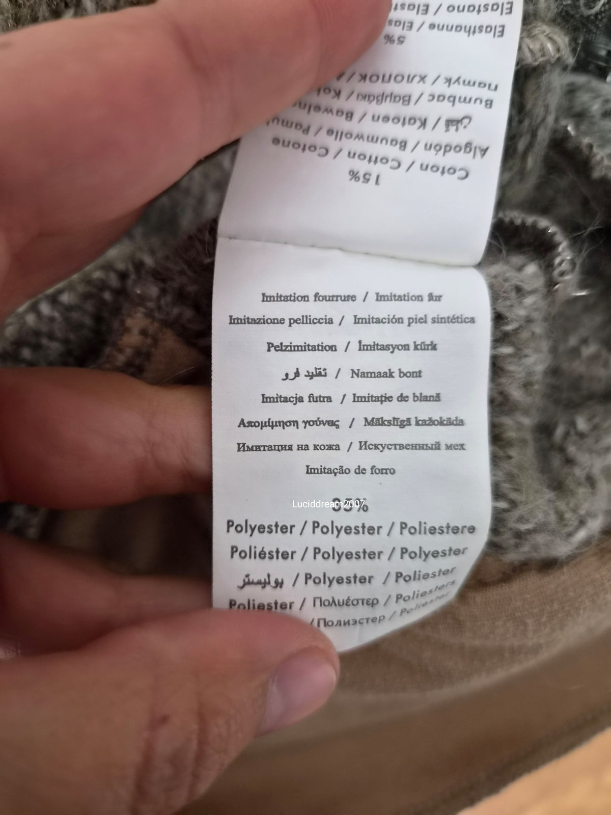 Veste effet patchwork col fausse fourrure