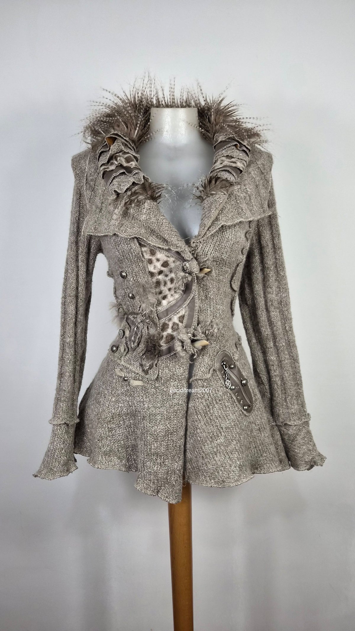 Veste taupe col fausse fourure