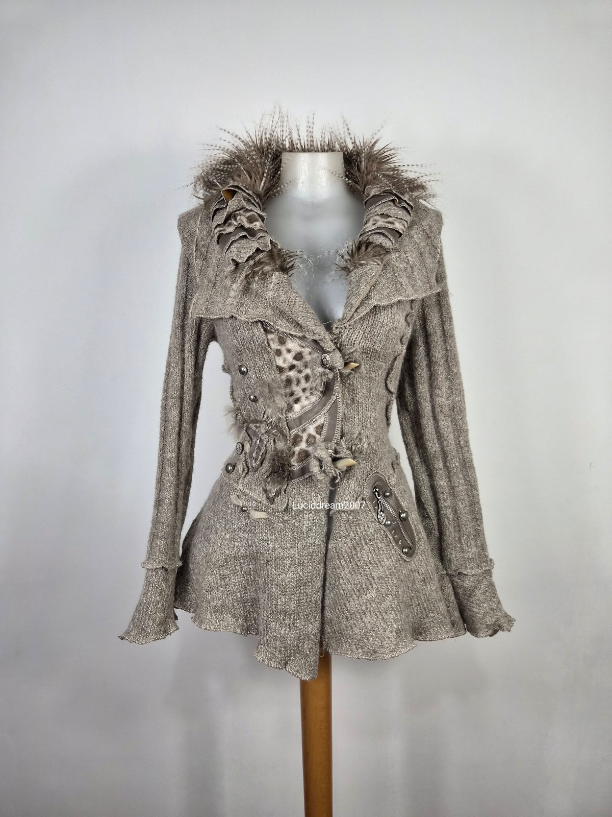 Veste taupe col fausse fourure
