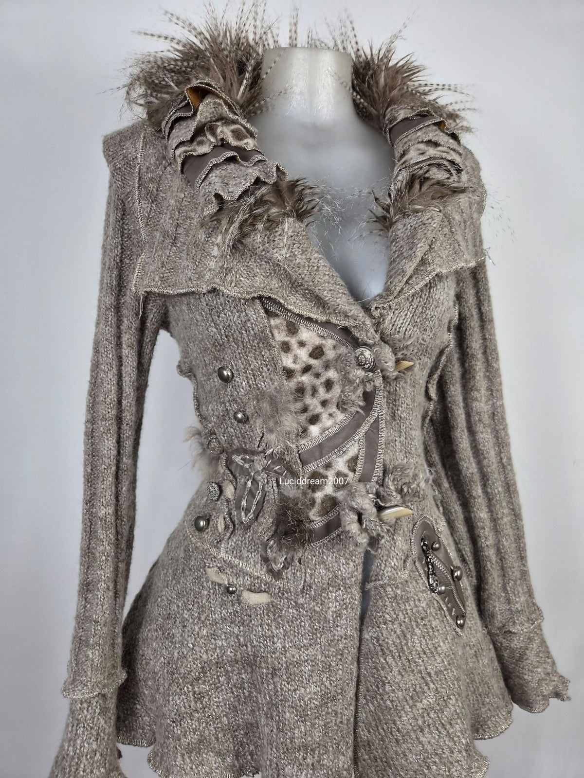 Veste taupe col fausse fourure