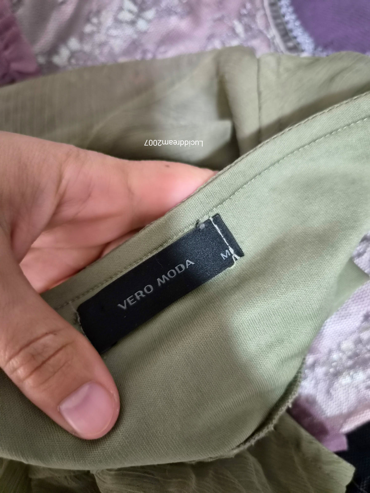 Haut en voile kaki avec broderies