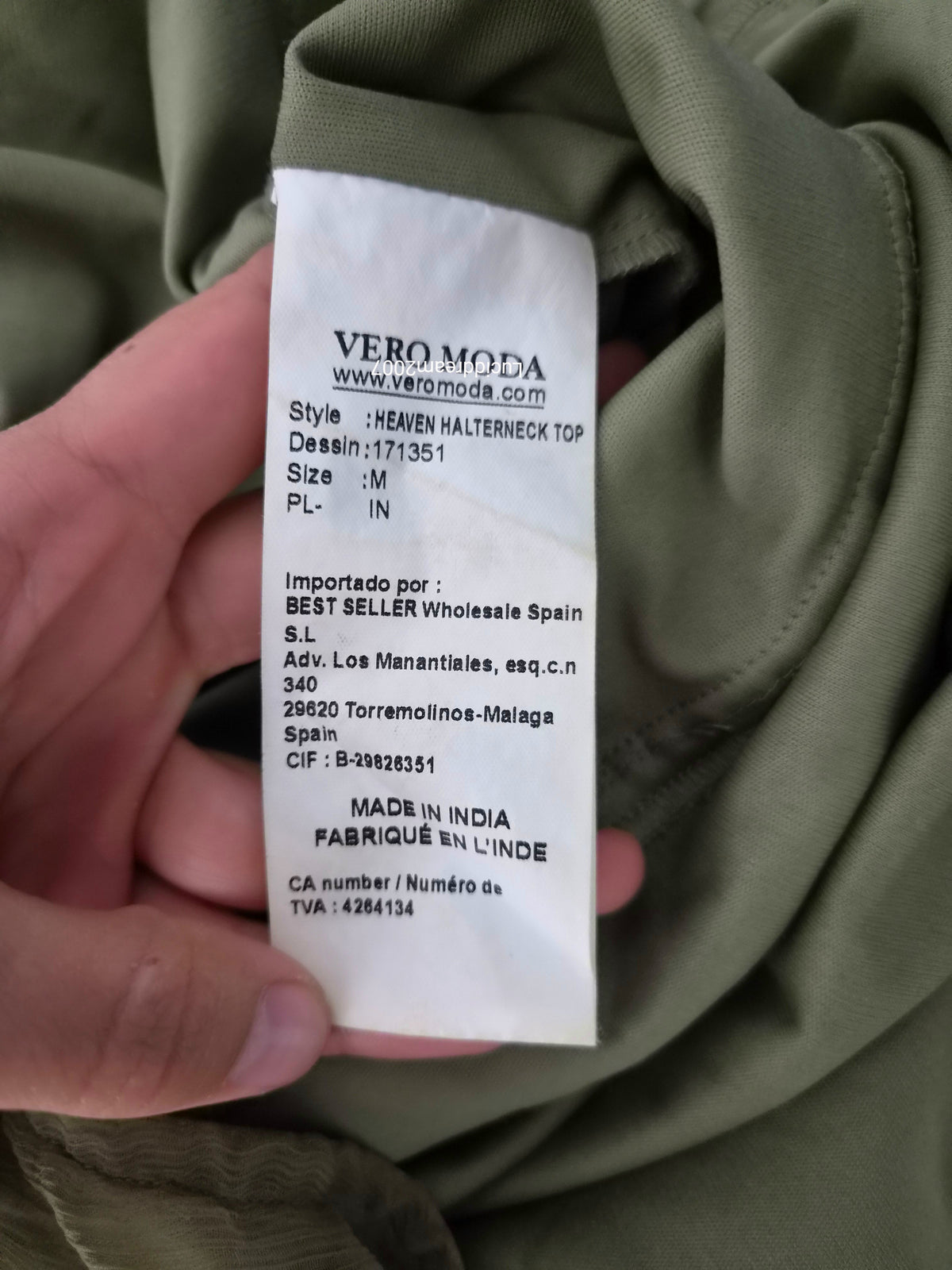 Haut en voile kaki avec broderies
