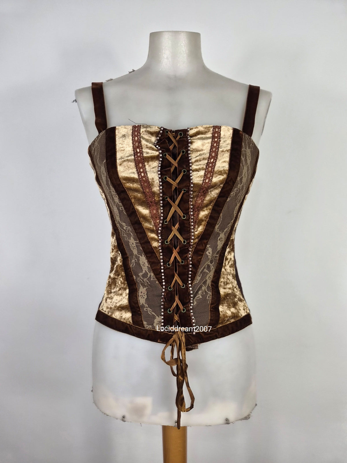 Haut esprit corset tons marron et doré