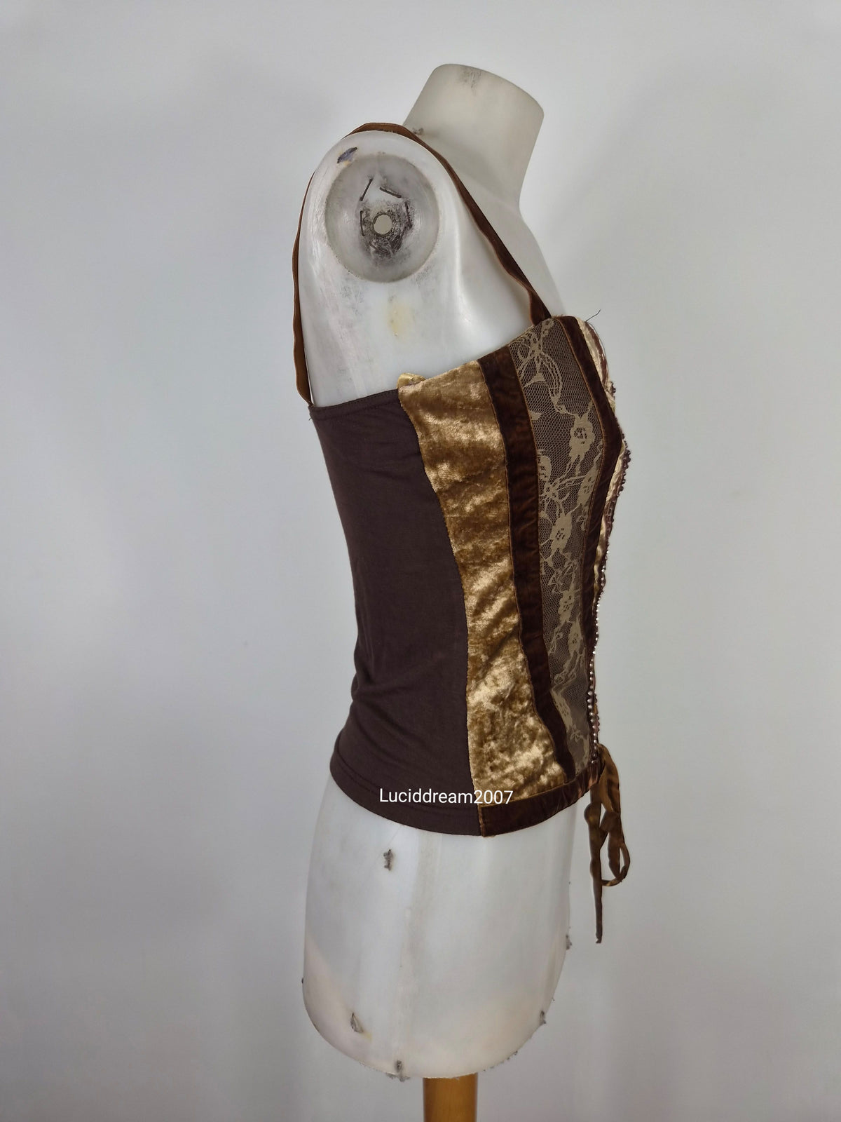 Haut esprit corset tons marron et doré