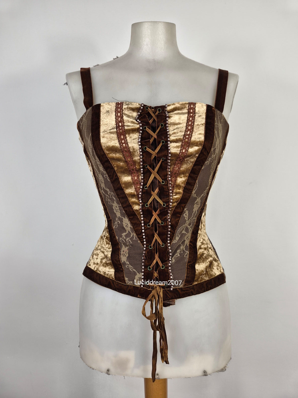 Haut esprit corset tons marron et doré