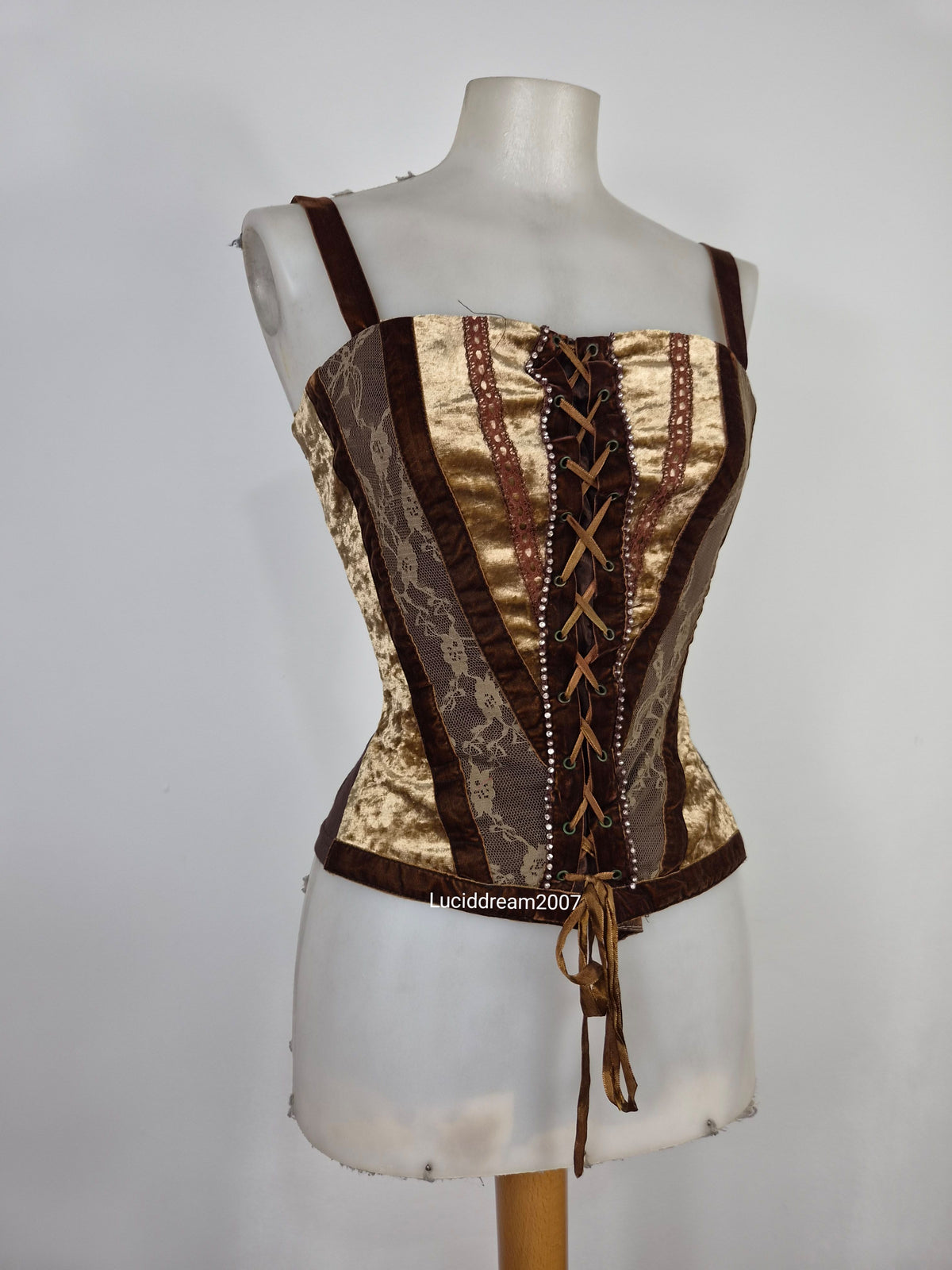 Haut esprit corset tons marron et doré