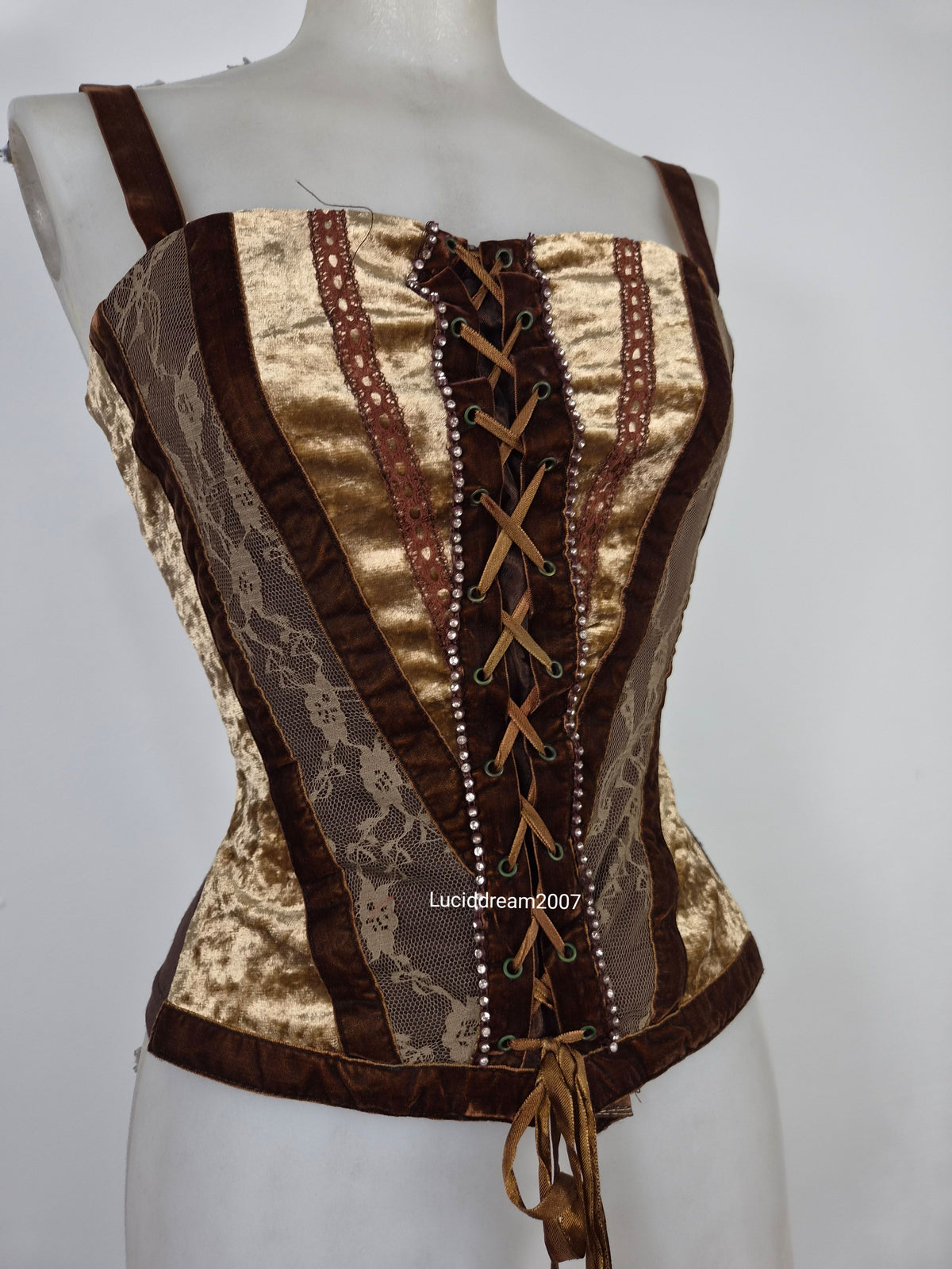 Haut esprit corset tons marron et doré