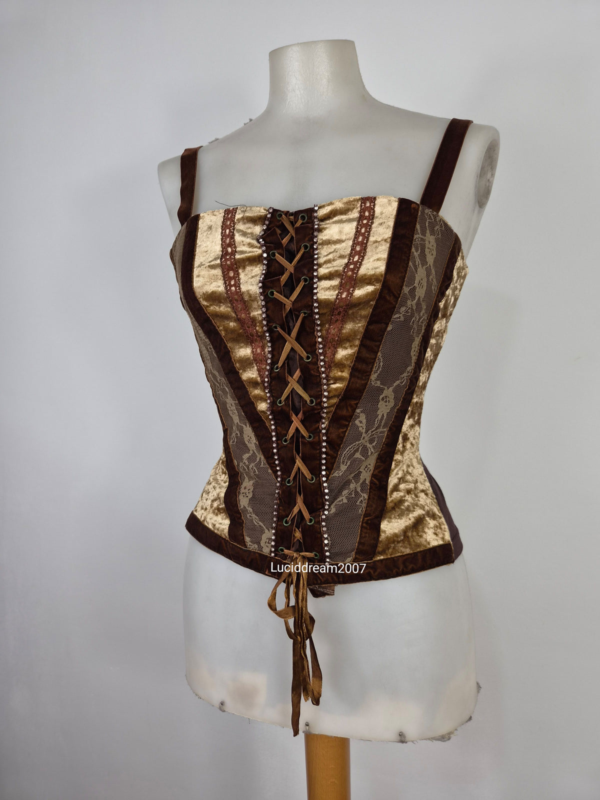 Haut esprit corset tons marron et doré