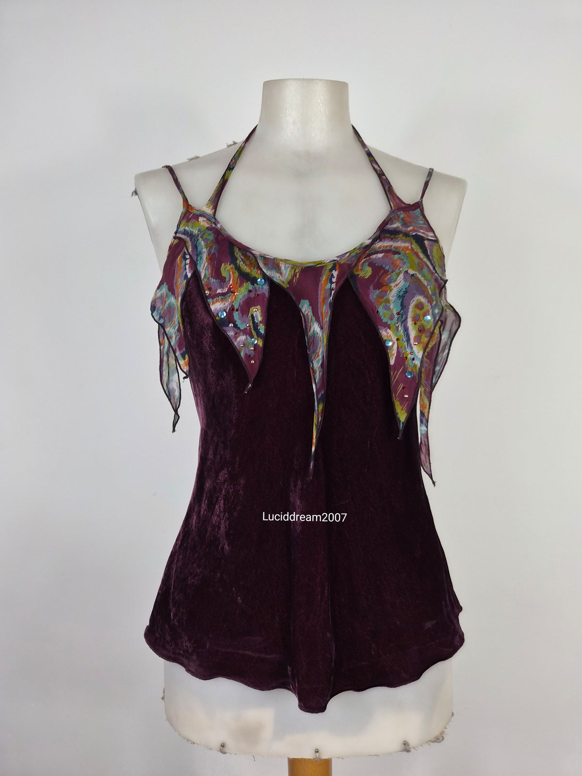 Haut en velours et soie aubergine