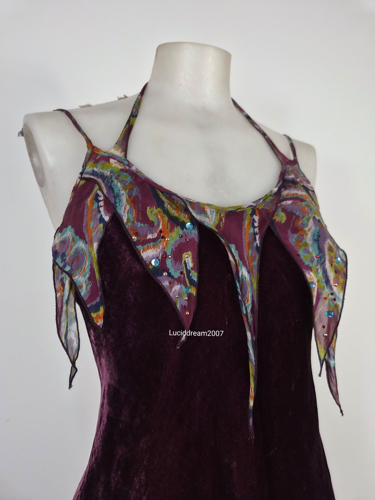Haut en velours et soie aubergine
