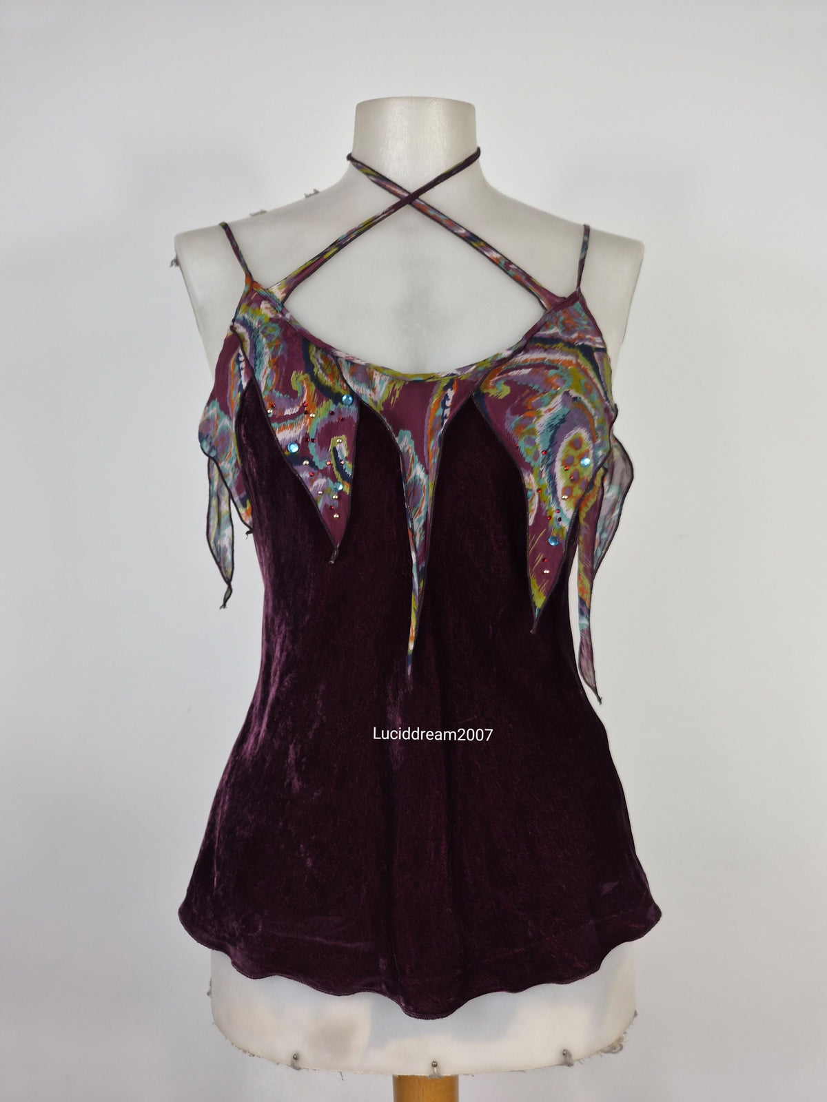 Haut en velours et soie aubergine