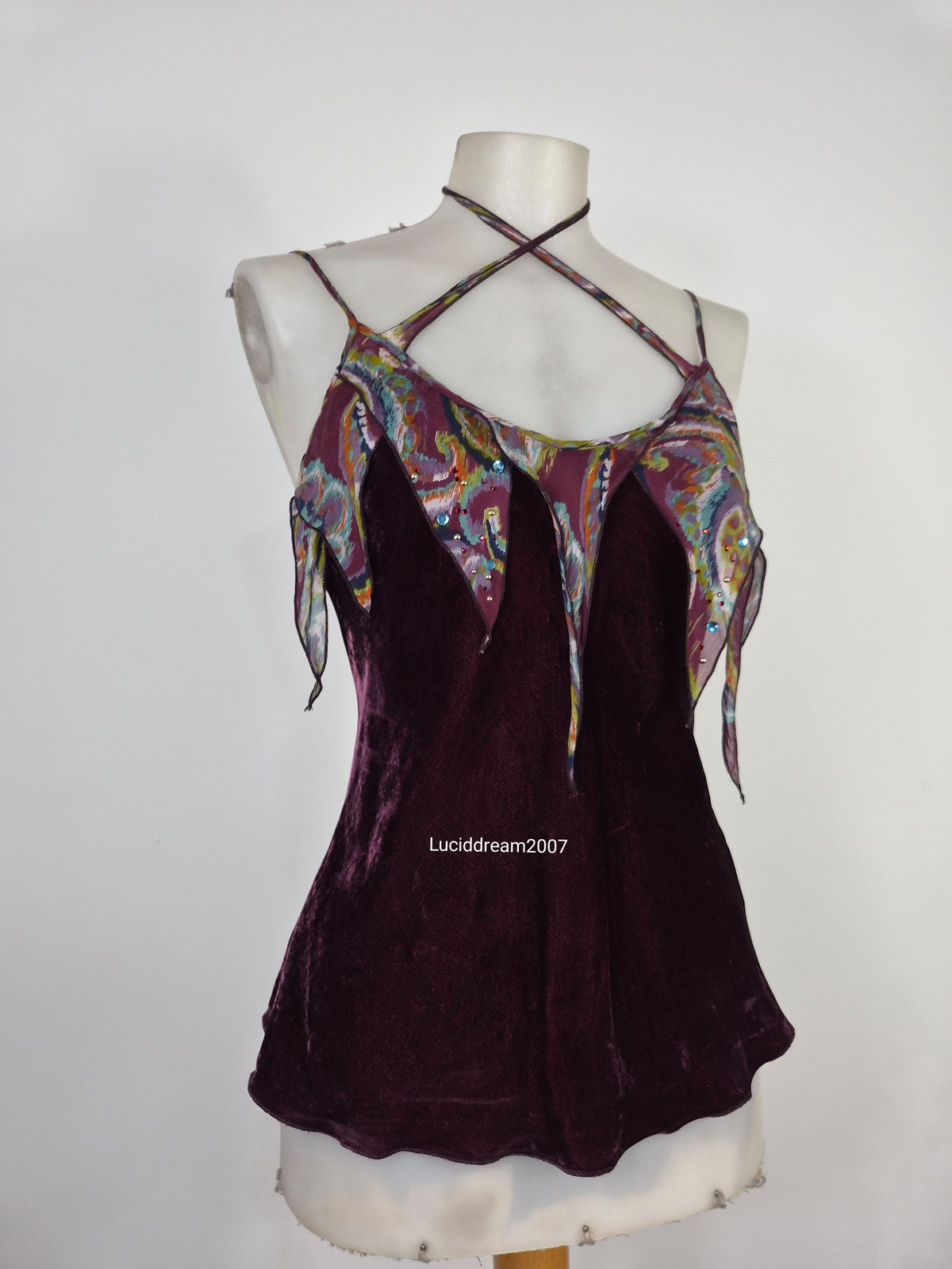 Haut en velours et soie aubergine