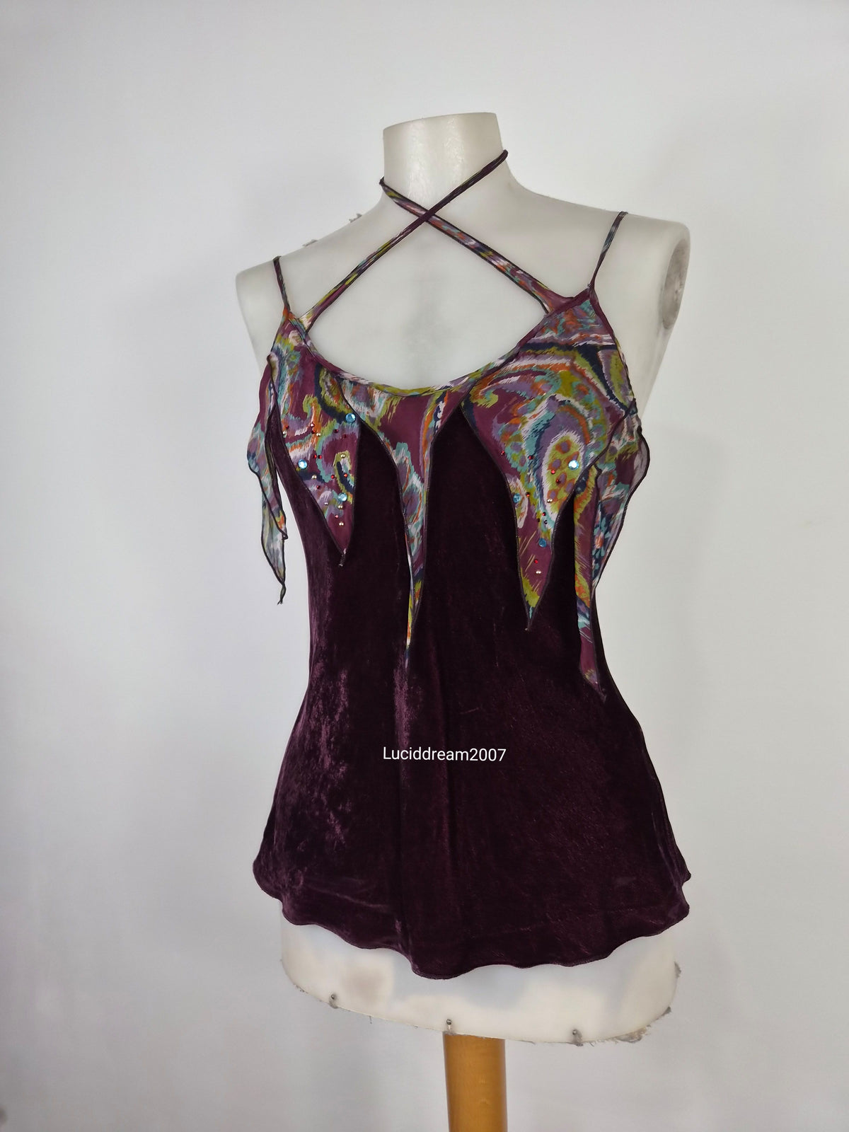 Haut en velours et soie aubergine