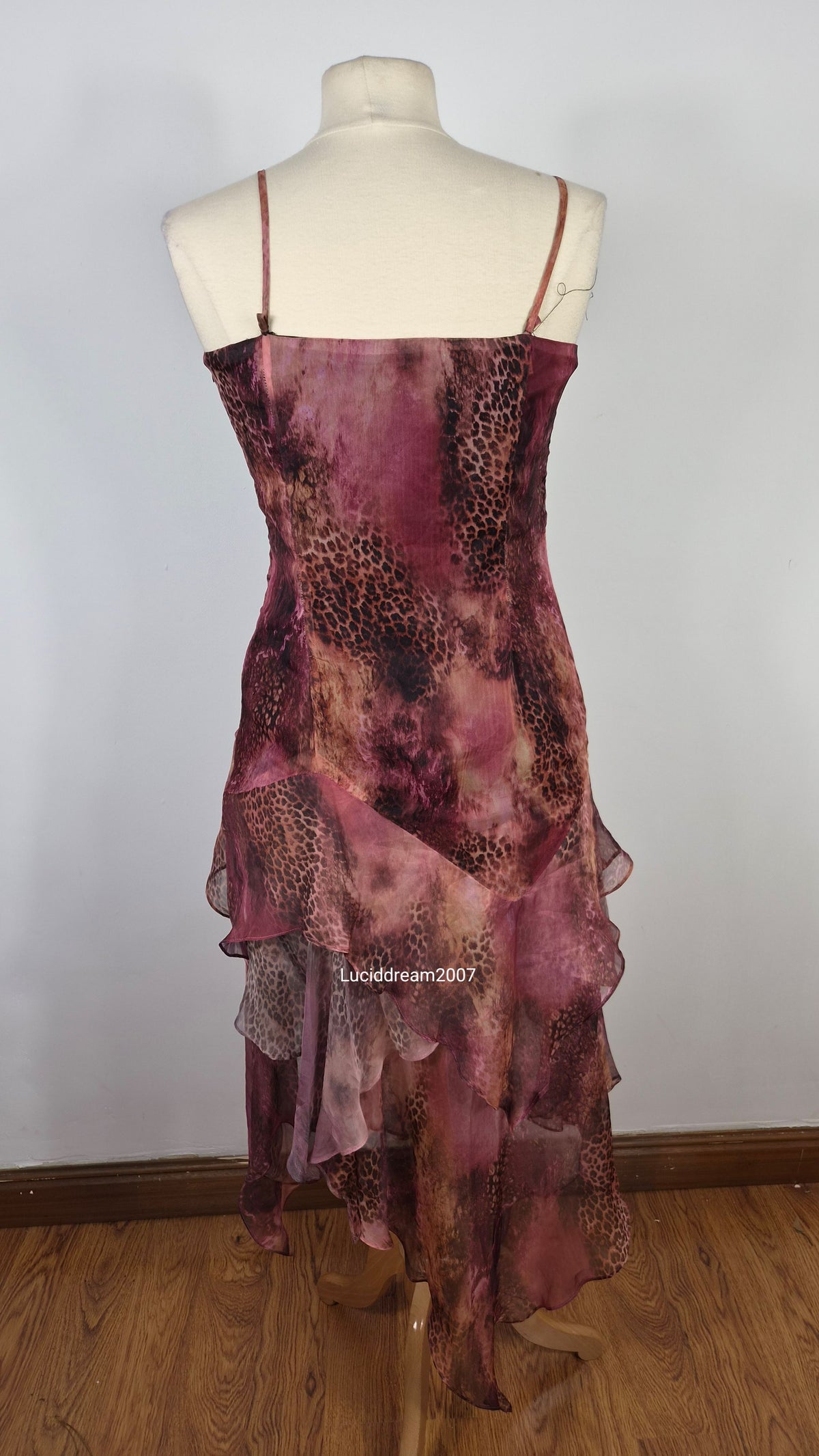Floral and leopard dress with embroidery