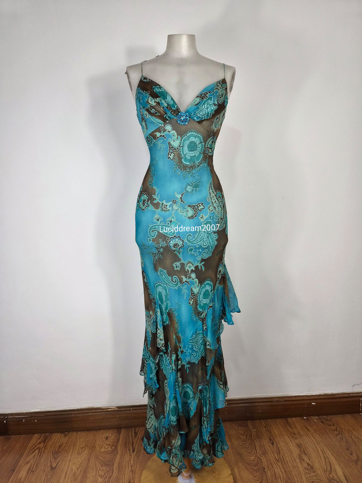Robe en soie bleue Dave & Johnny