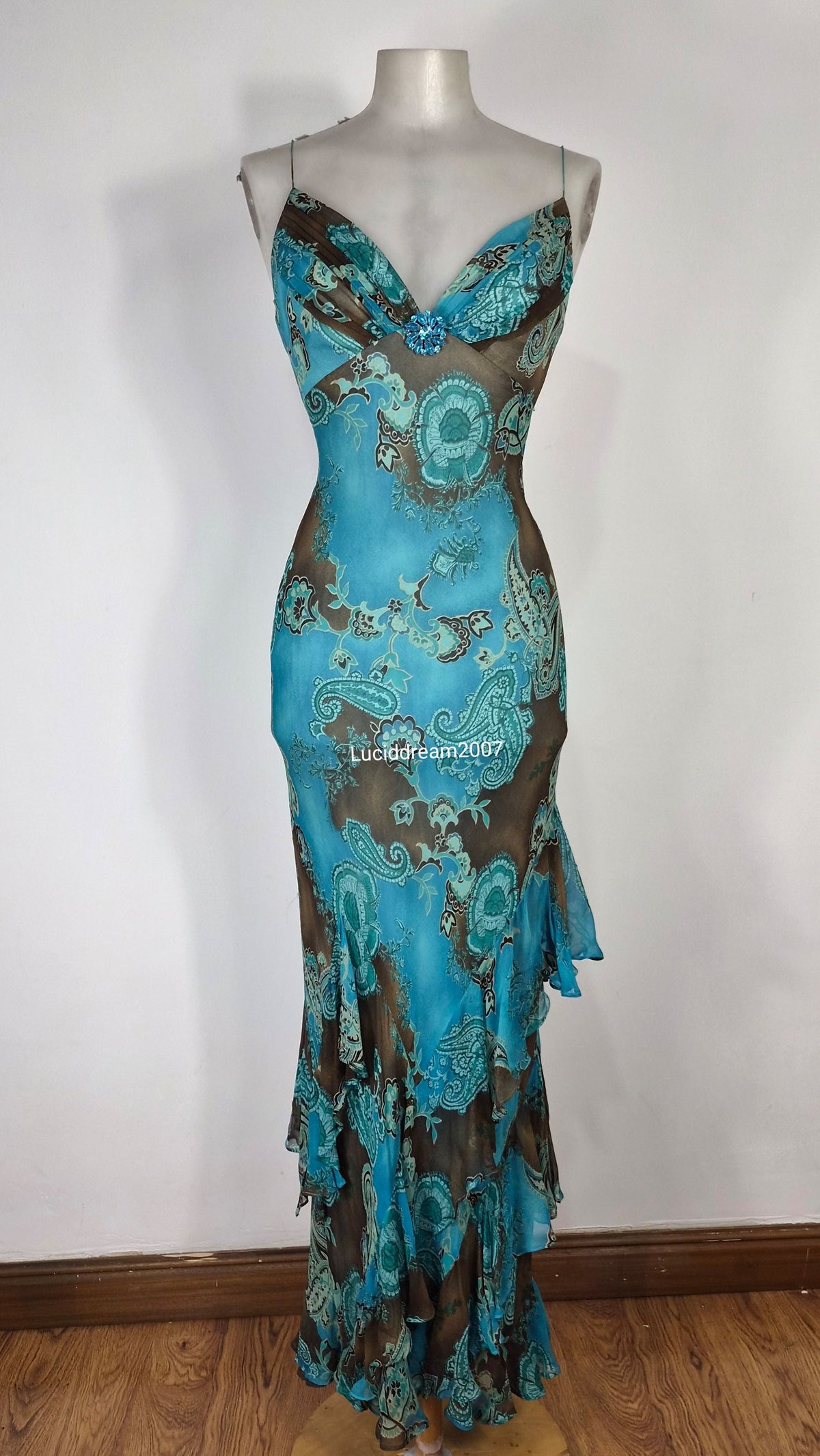 Robe en soie bleue Dave & Johnny
