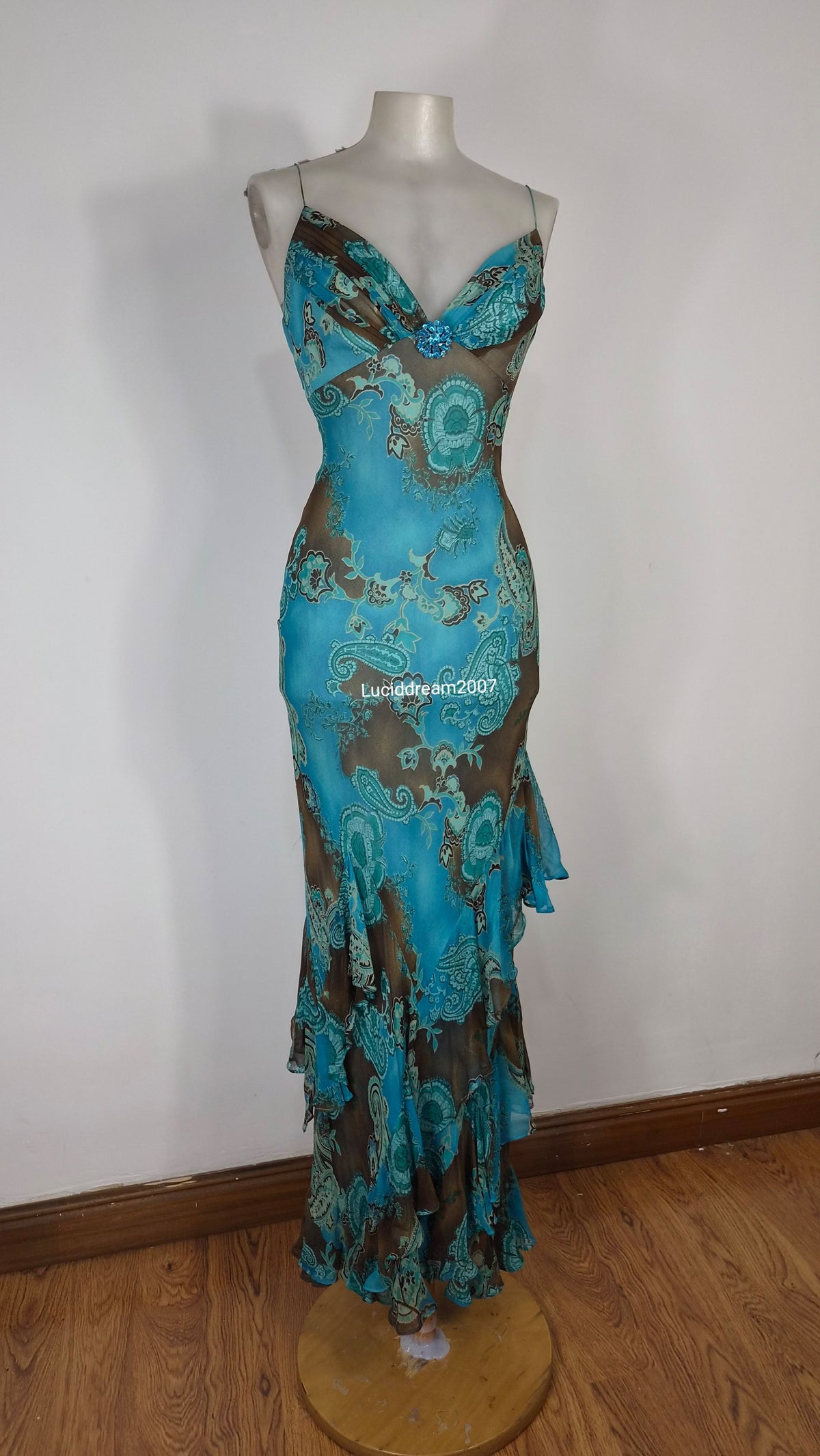 Robe en soie bleue Dave & Johnny