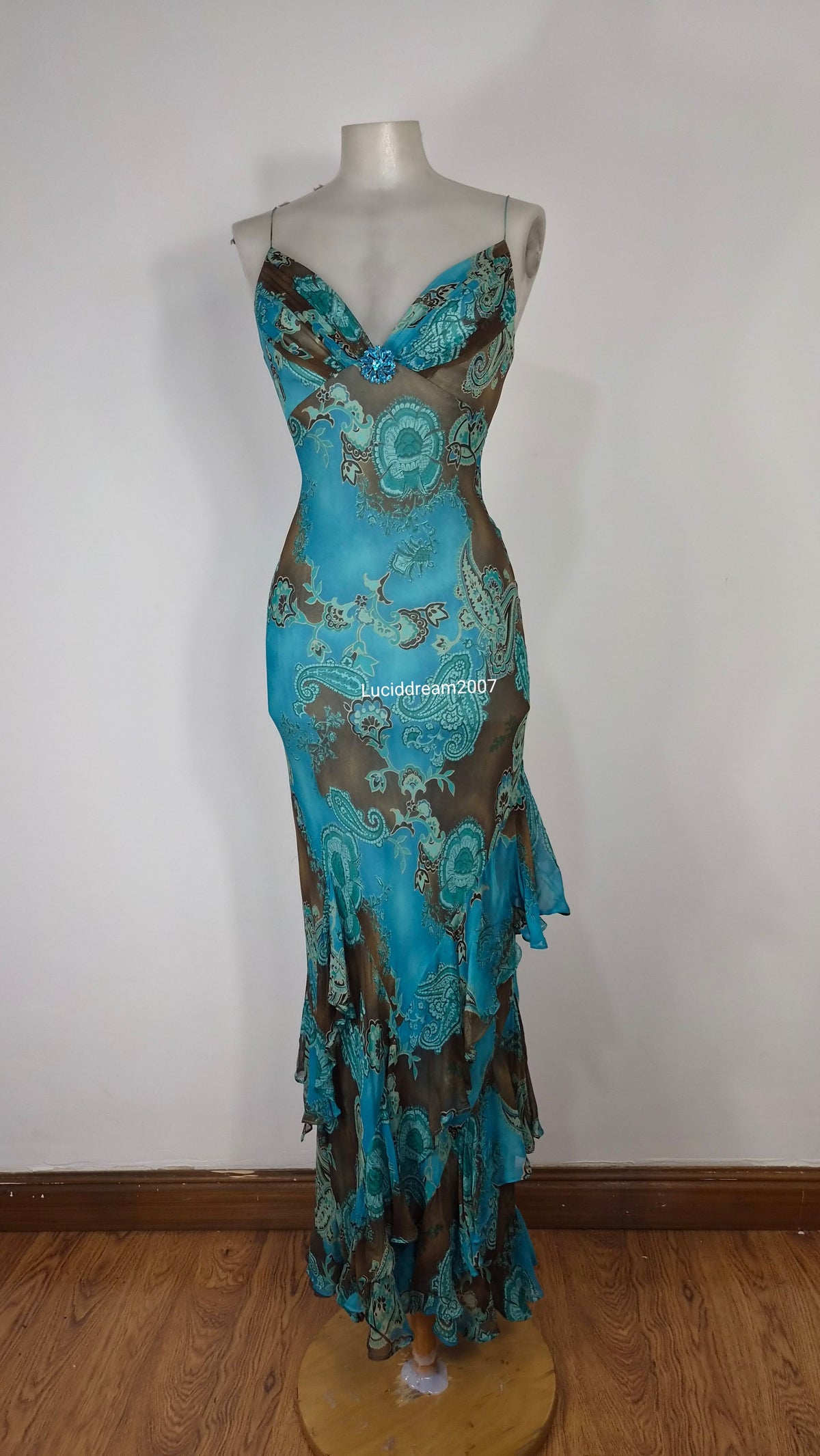 Robe en soie bleue Dave & Johnny