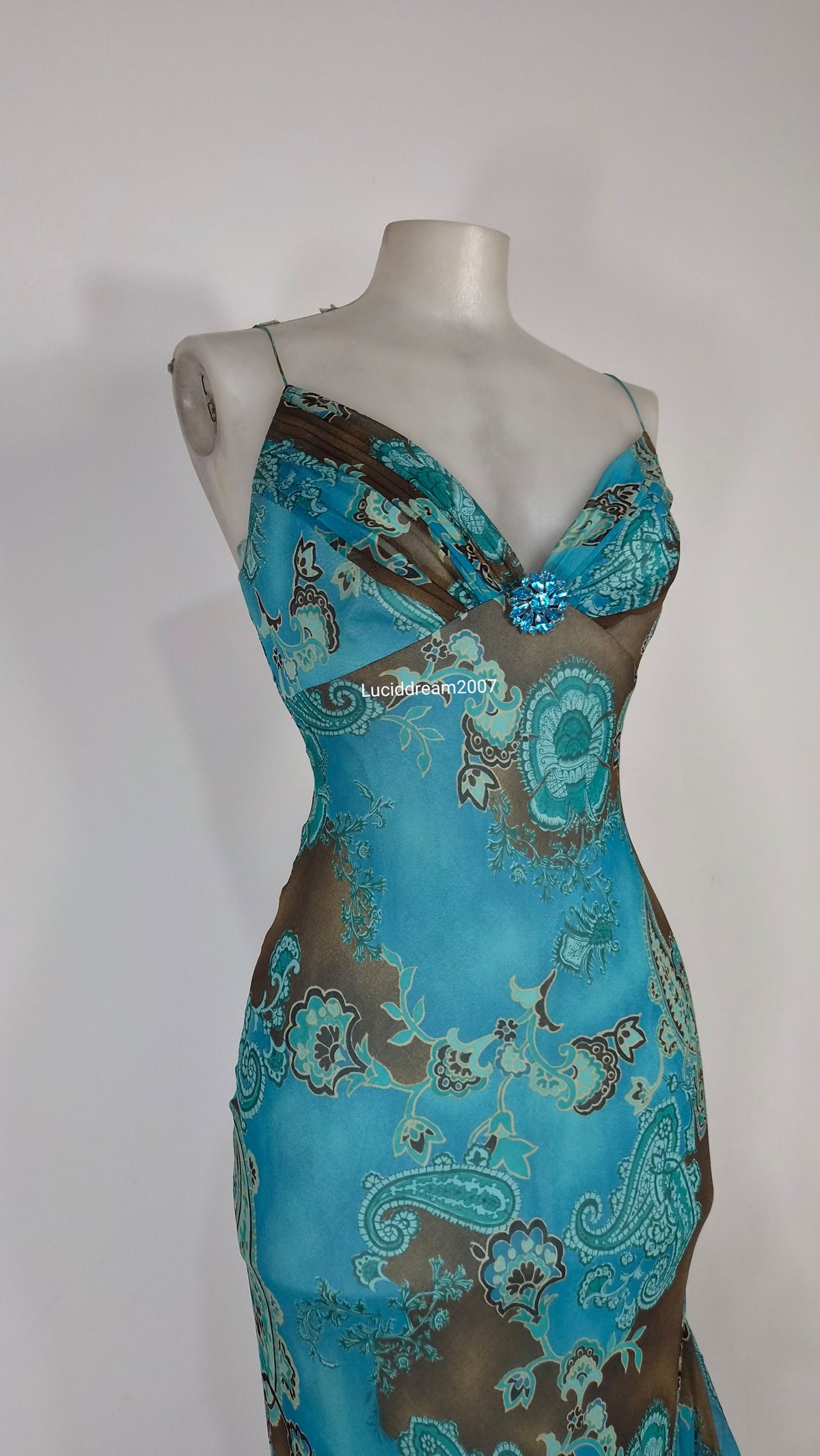 Robe en soie bleue Dave & Johnny