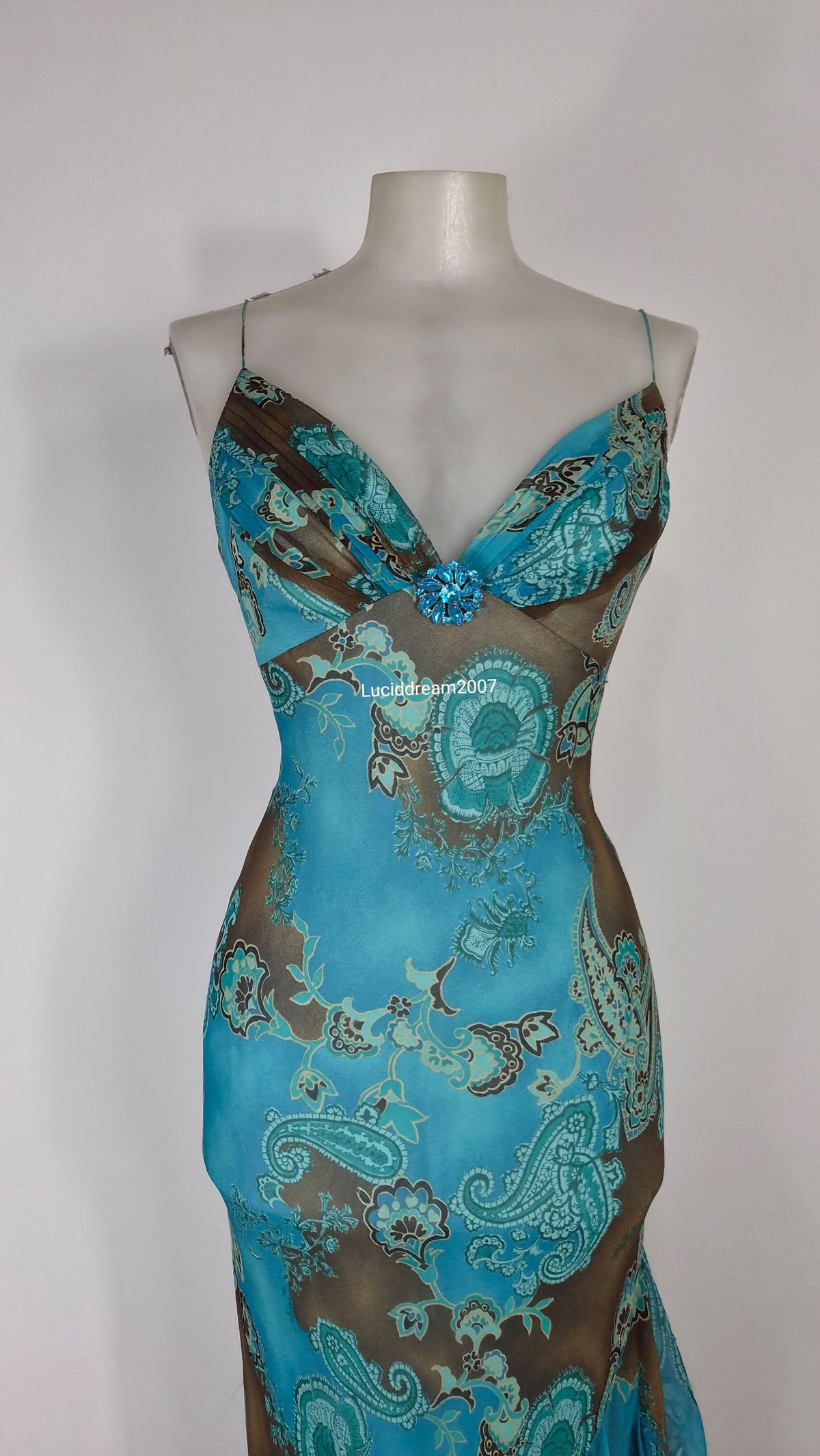 Robe en soie bleue Dave & Johnny