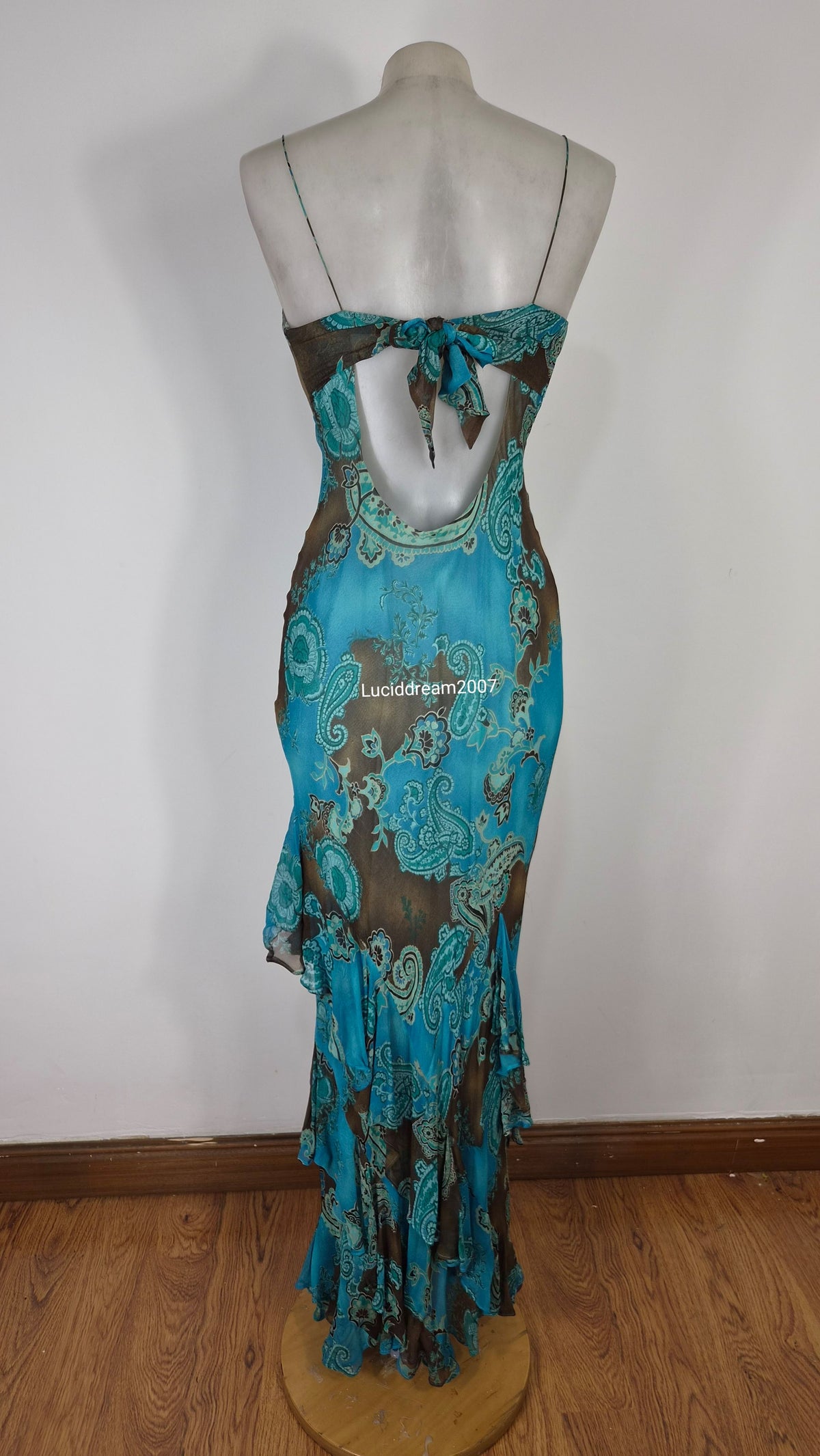 Robe en soie bleue Dave & Johnny