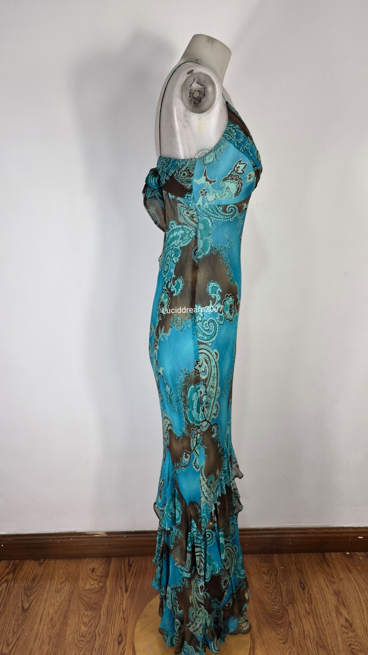 Robe en soie bleue Dave & Johnny