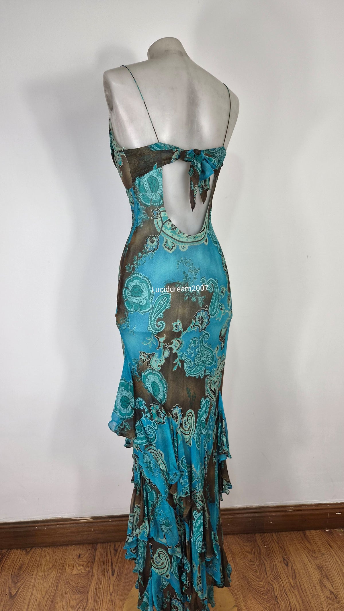 Robe en soie bleue Dave & Johnny