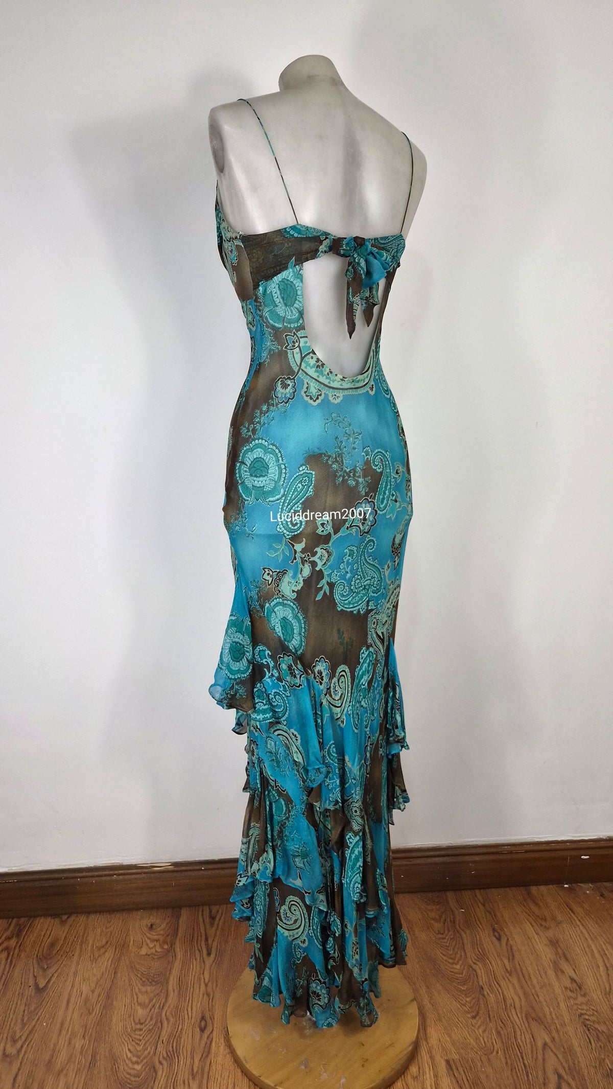 Robe en soie bleue Dave & Johnny