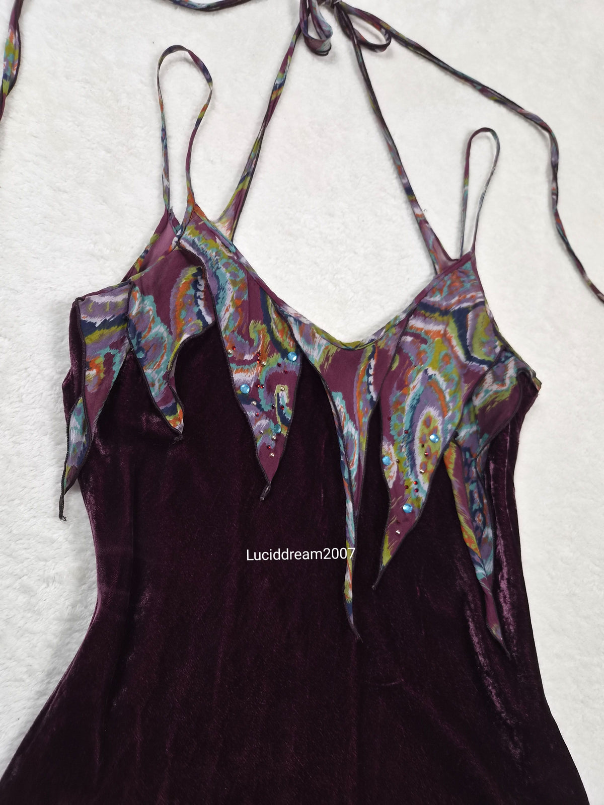 Haut en velours et soie aubergine