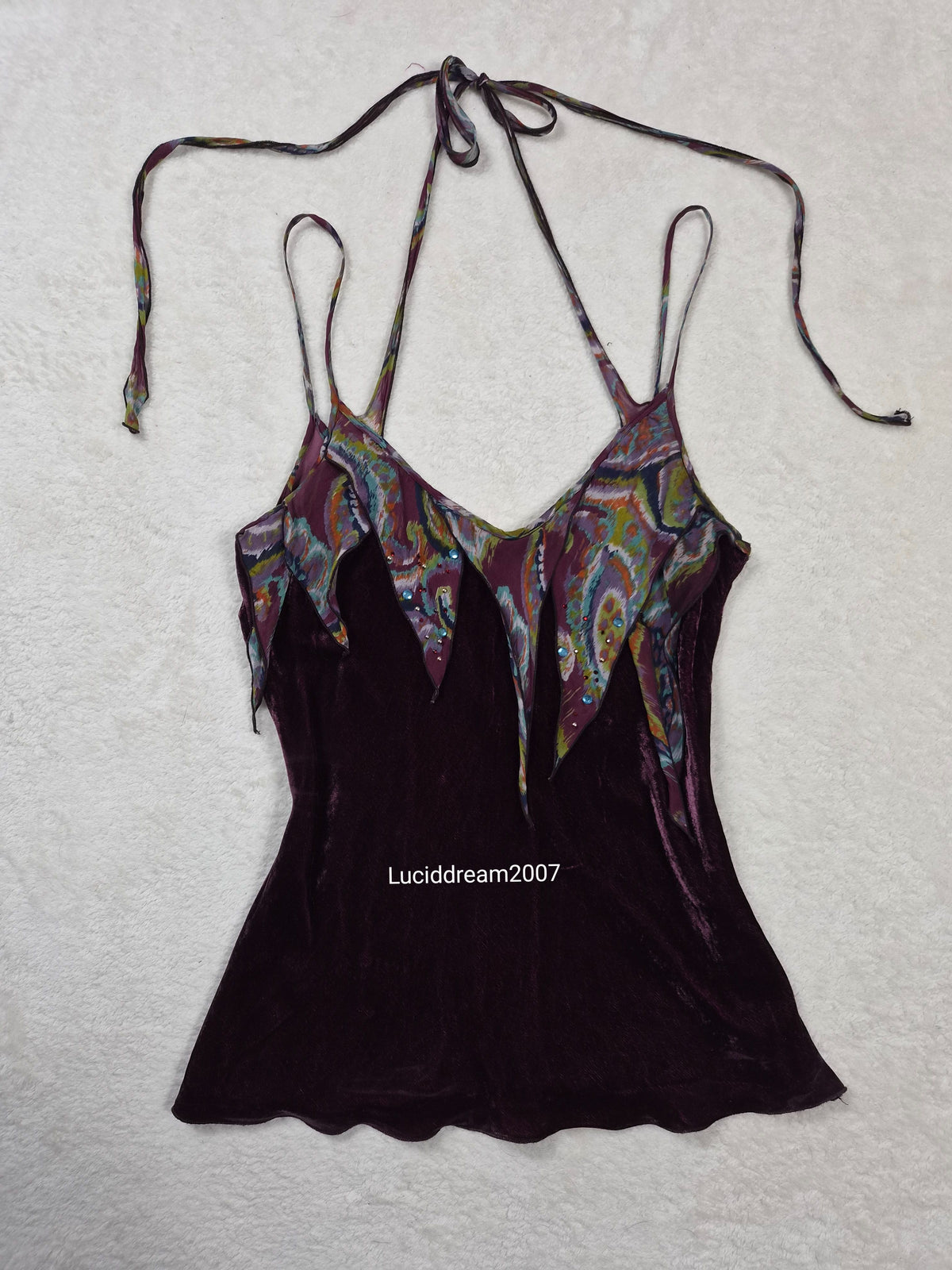Haut en velours et soie aubergine