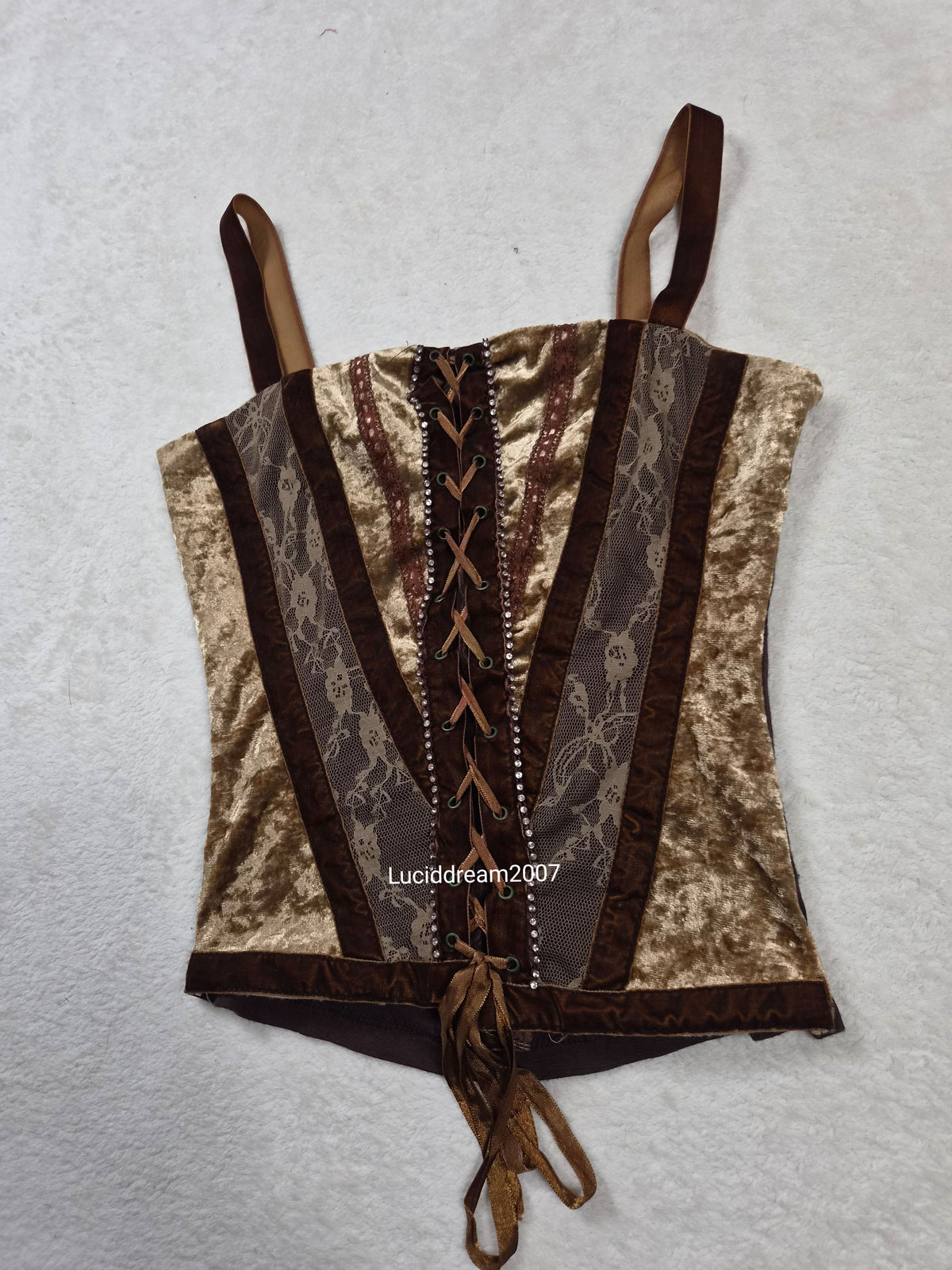 Haut esprit corset tons marron et doré