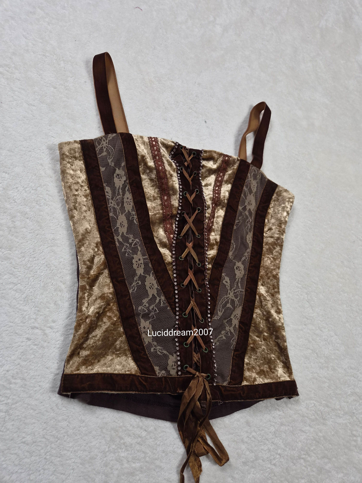 Haut esprit corset tons marron et doré