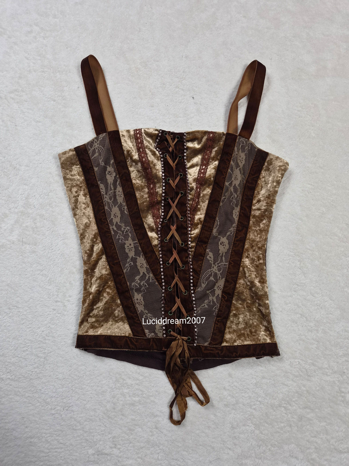 Haut esprit corset tons marron et doré