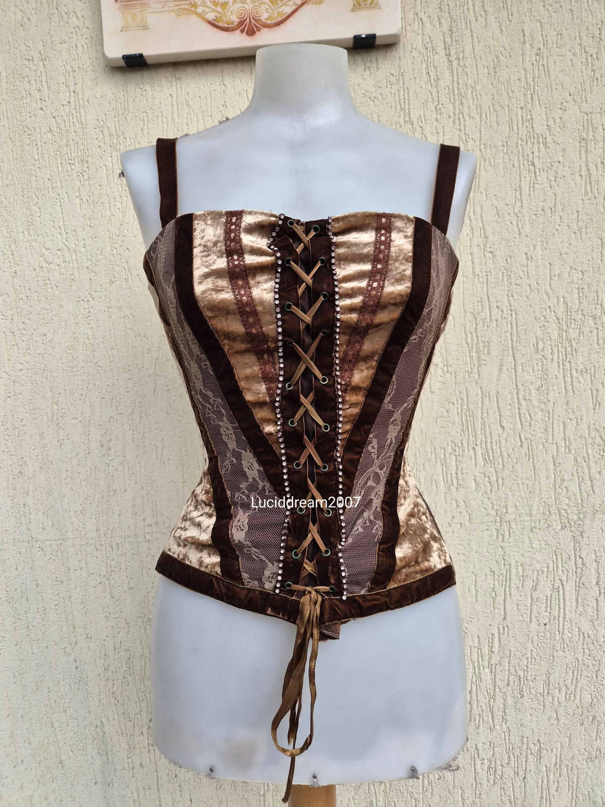 Haut esprit corset tons marron et doré