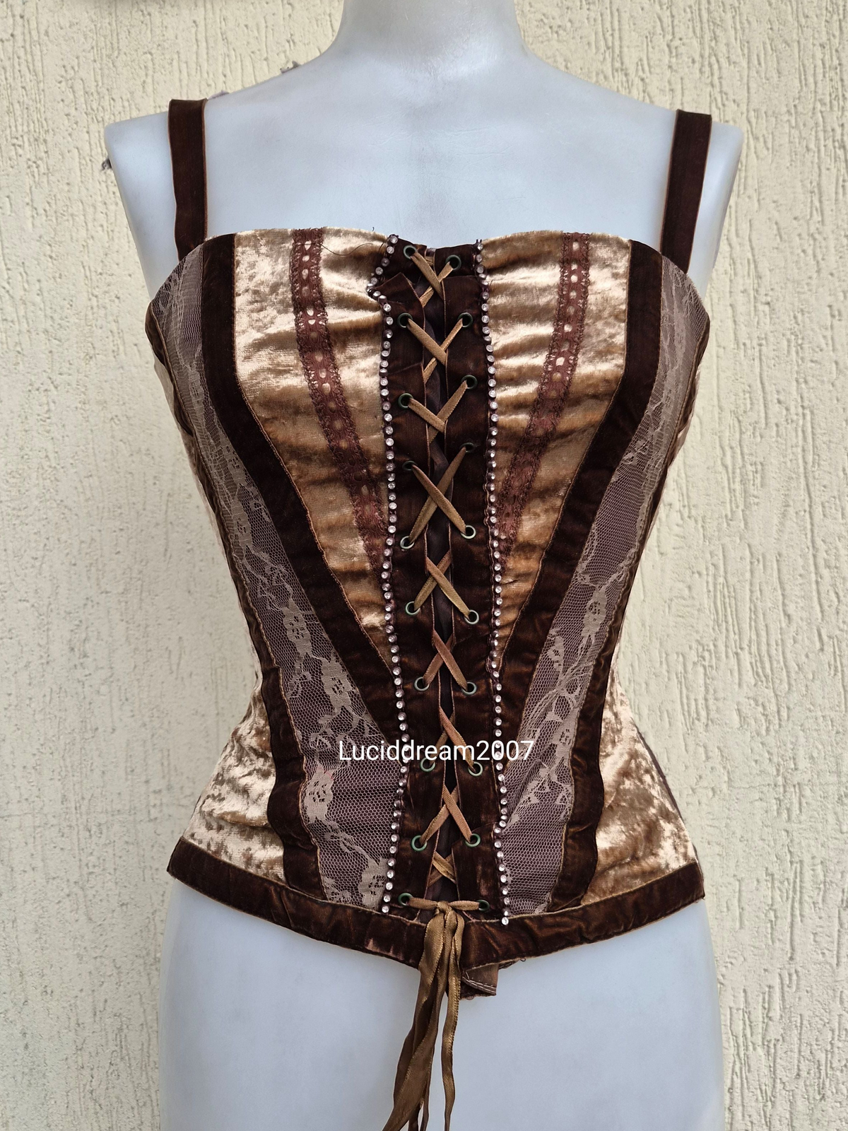 Haut esprit corset tons marron et doré