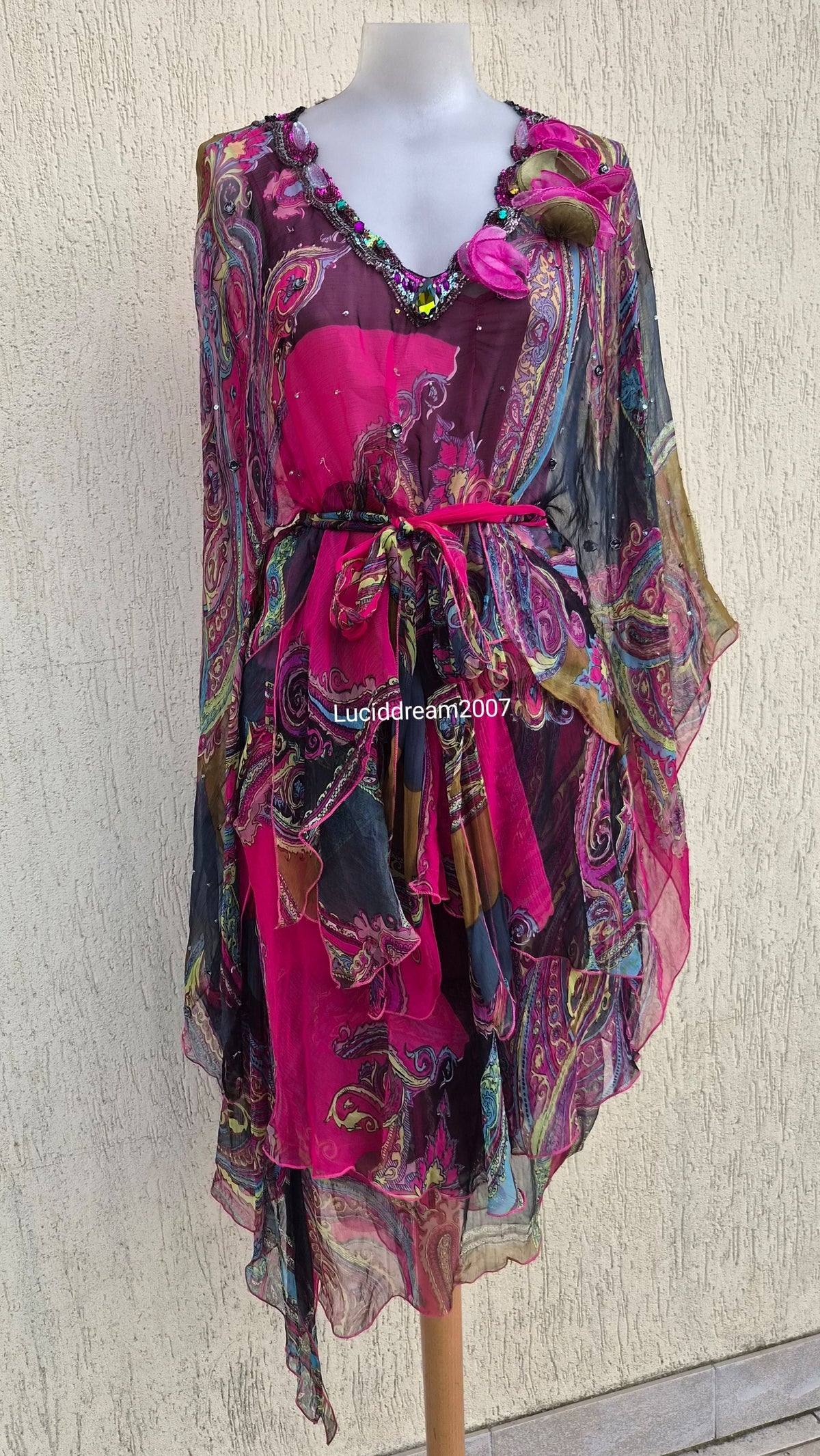 Ensemble blouse et robe tons roses
