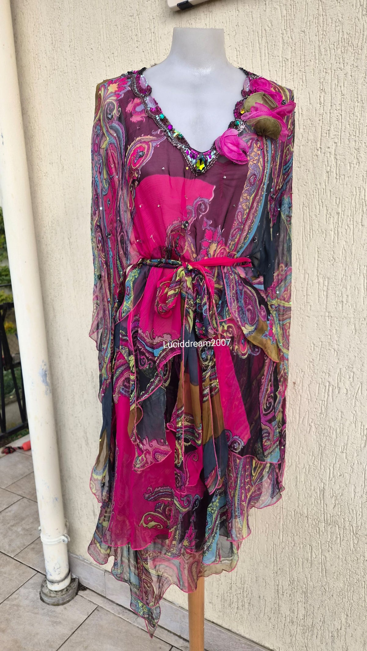 Ensemble blouse et robe tons roses