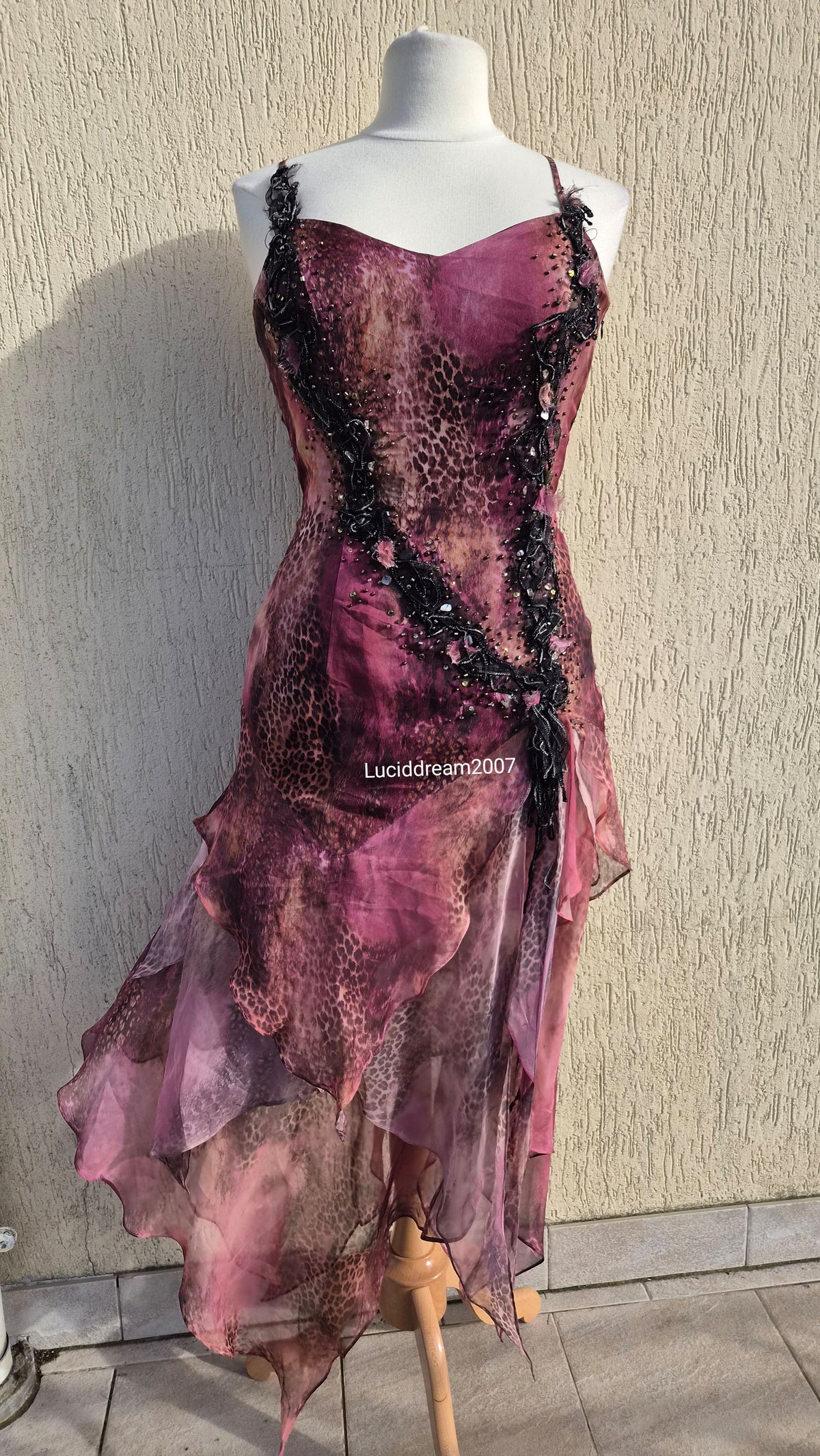 Floral and leopard dress with embroidery