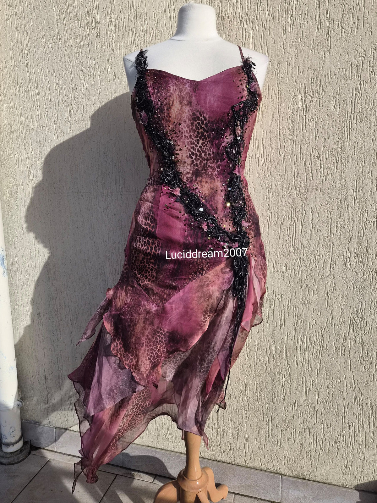 Floral and leopard dress with embroidery