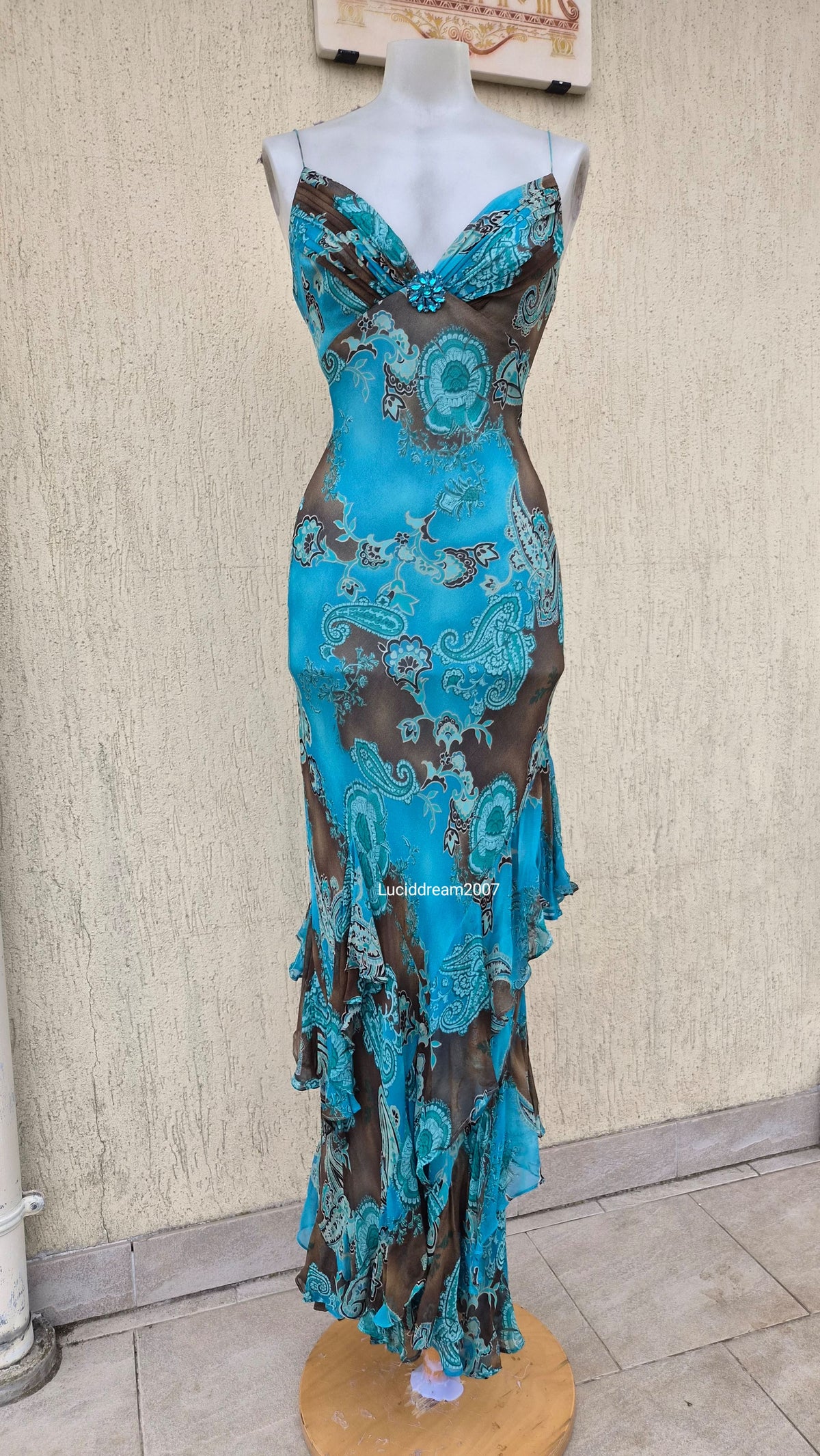 Robe en soie bleue Dave & Johnny