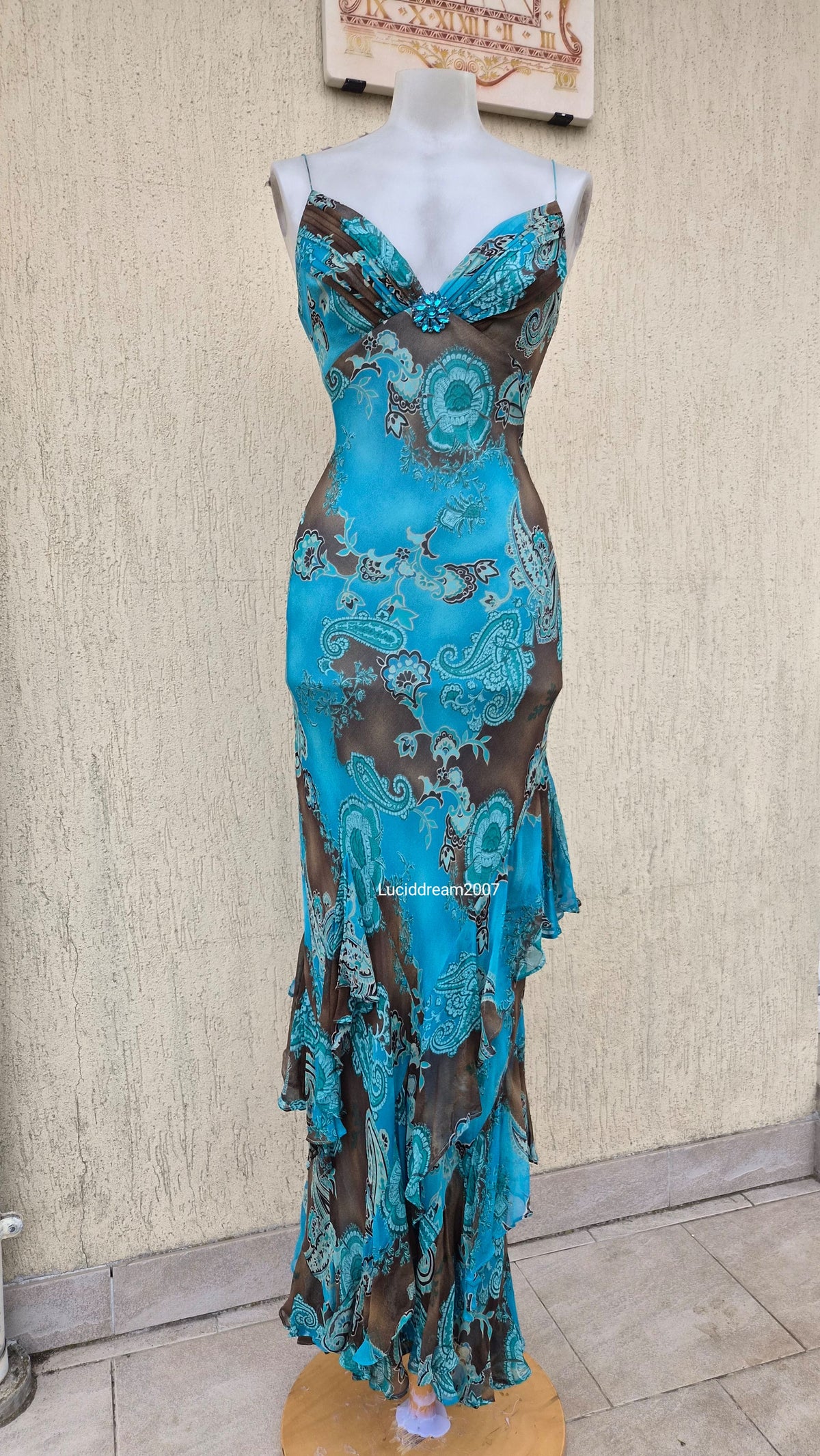 Robe en soie bleue Dave & Johnny