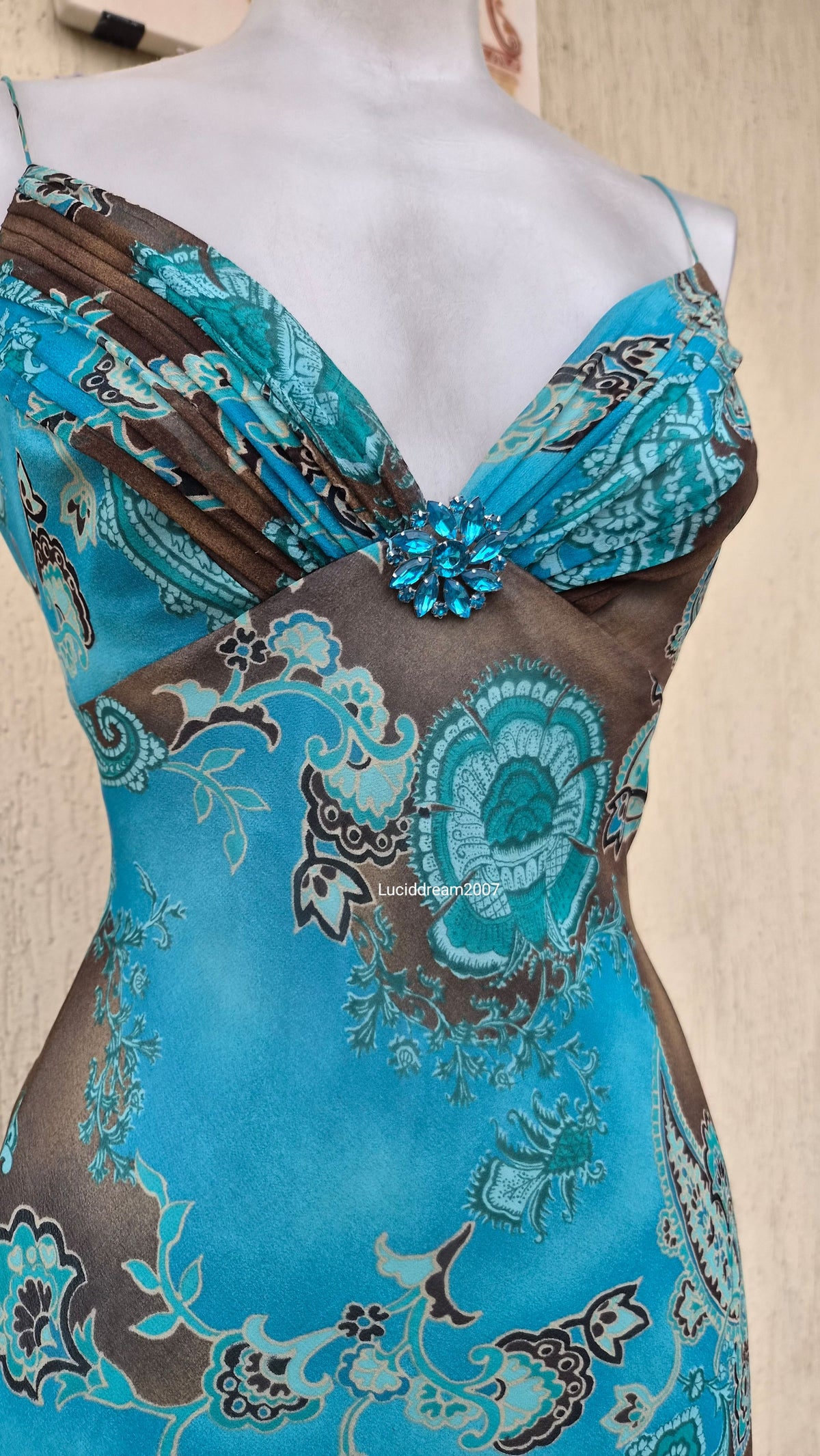 Robe en soie bleue Dave & Johnny