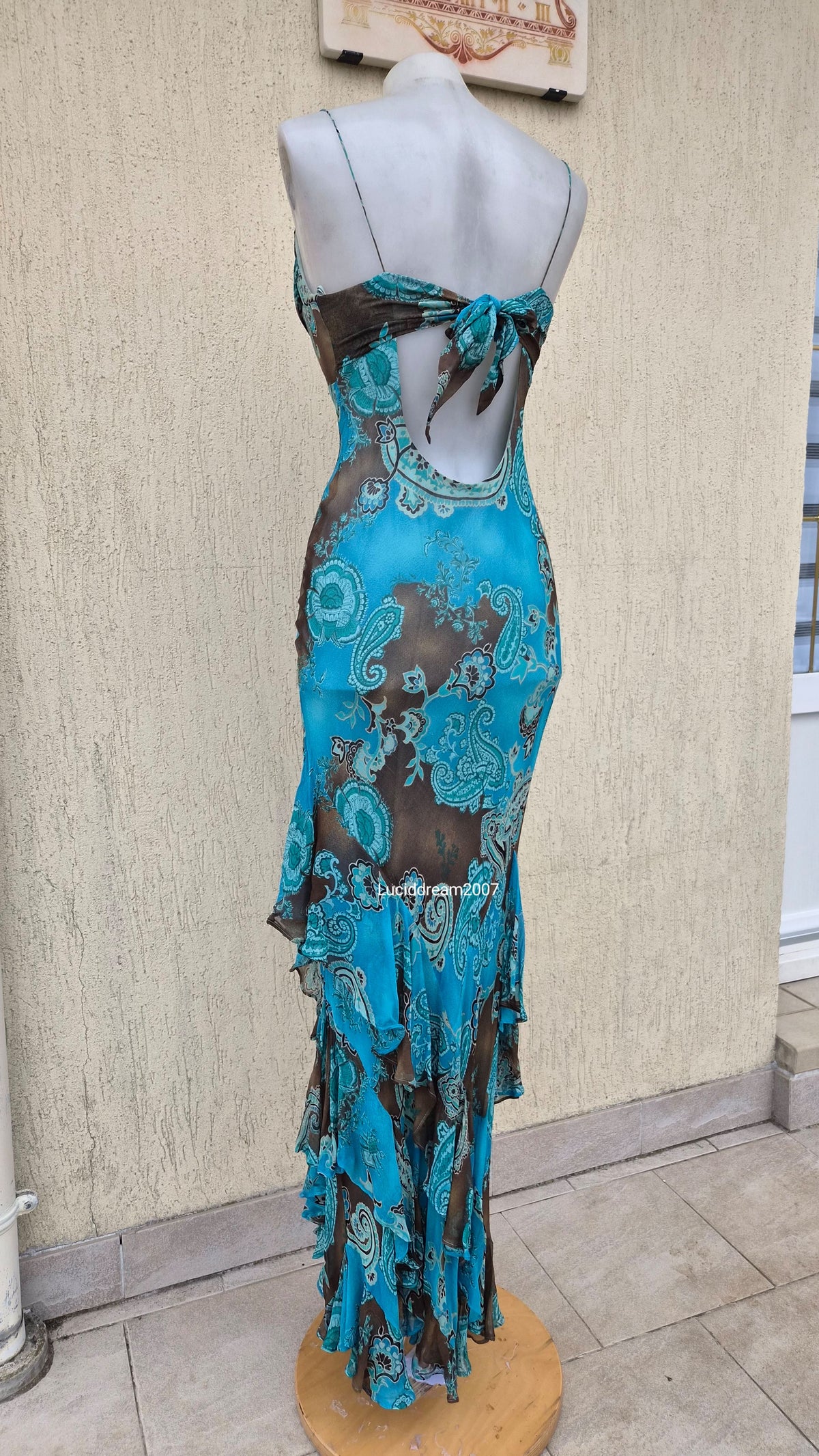 Robe en soie bleue Dave & Johnny