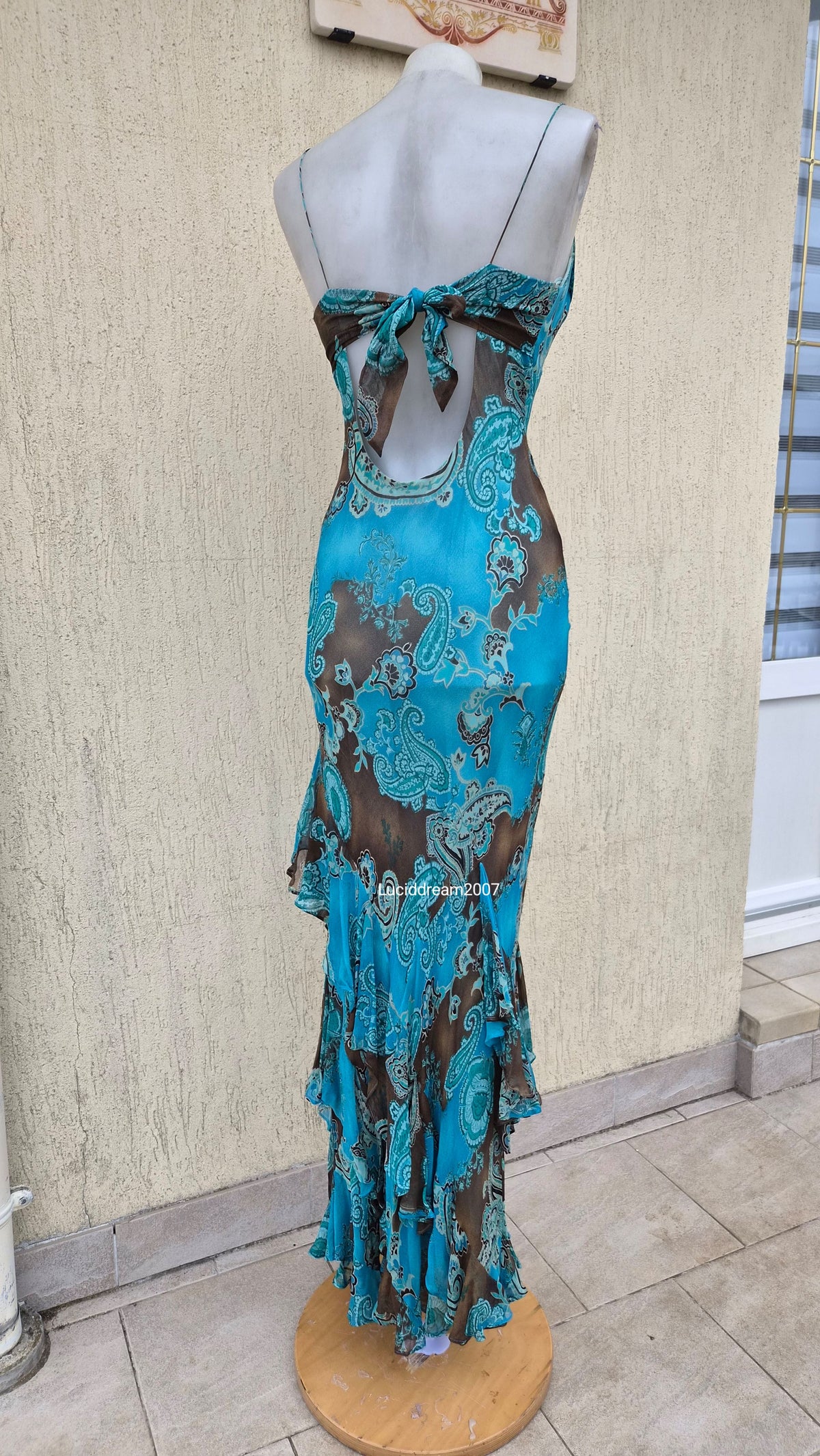 Robe en soie bleue Dave & Johnny