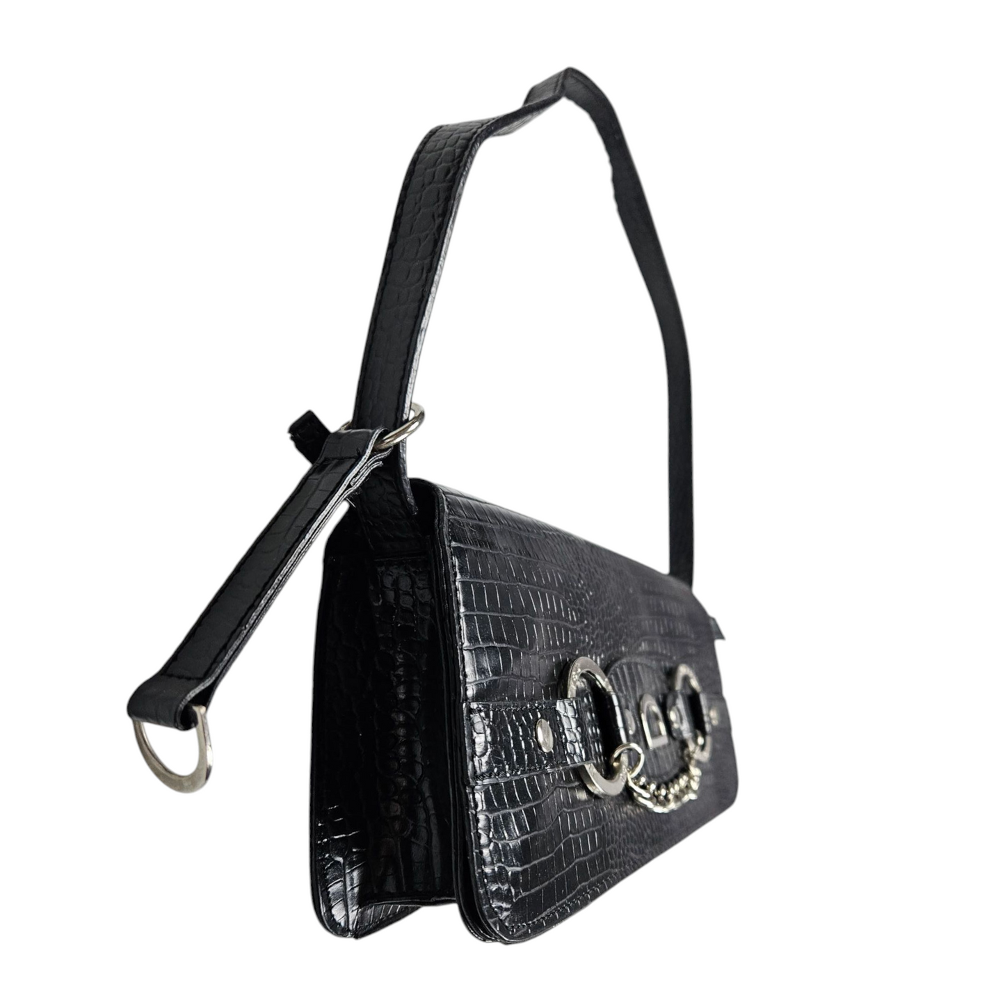 Sac baguette effet crocodile en similicuir