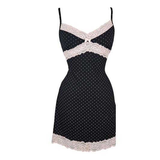 Lingerie-style polka dot dress